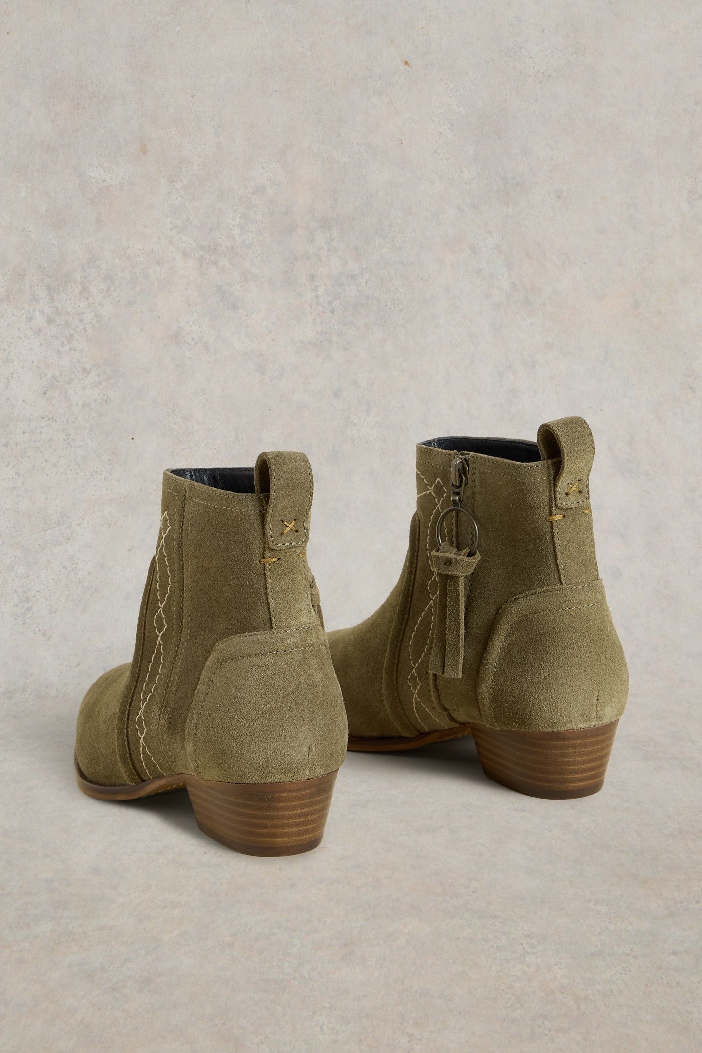 CEDAR EMBROIDERED ANKLE BOOT KHAKI GREEN 4