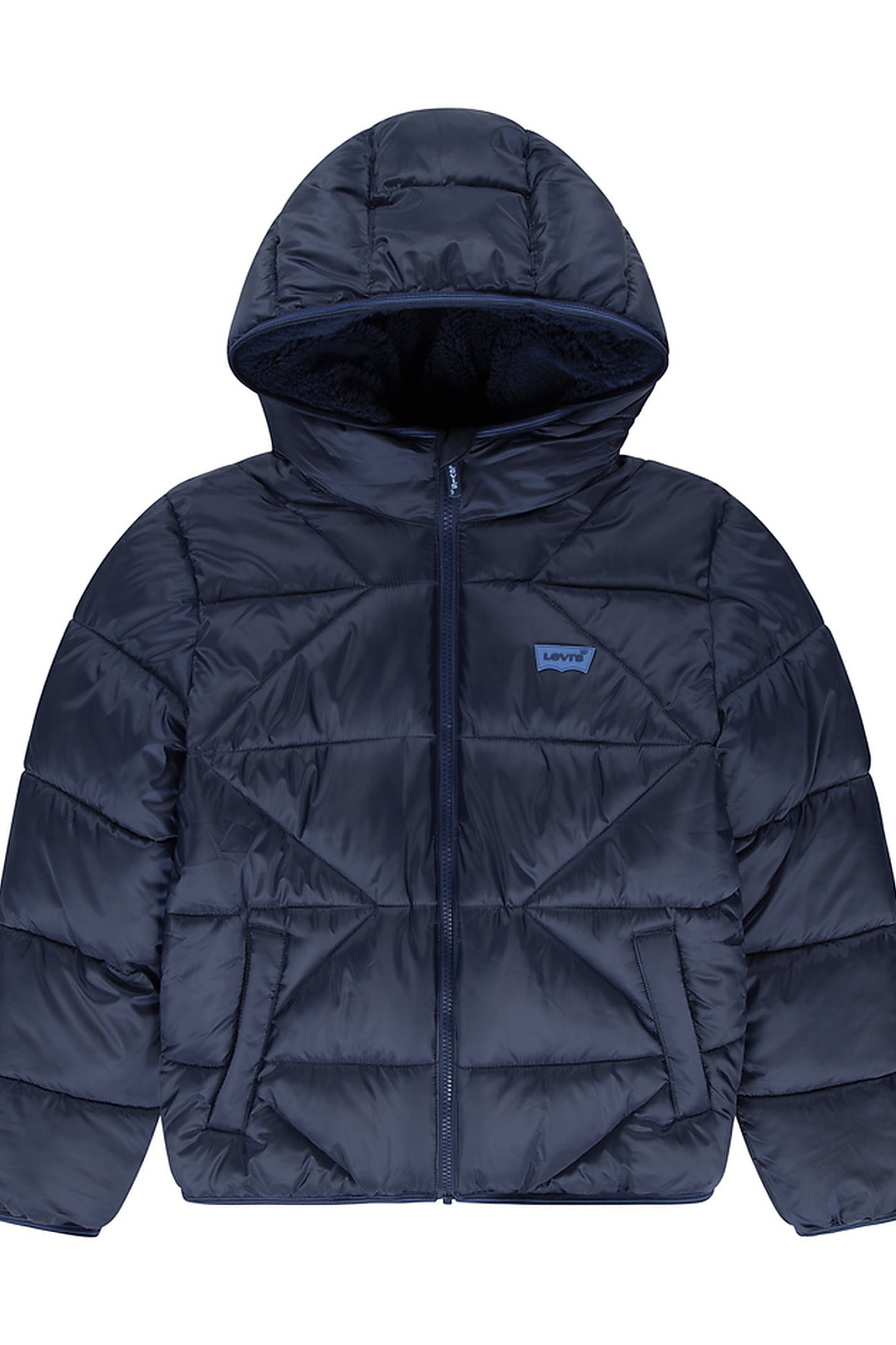 BOYS SHERPA LINED PUFFER JACKET DRESS BLUES 1