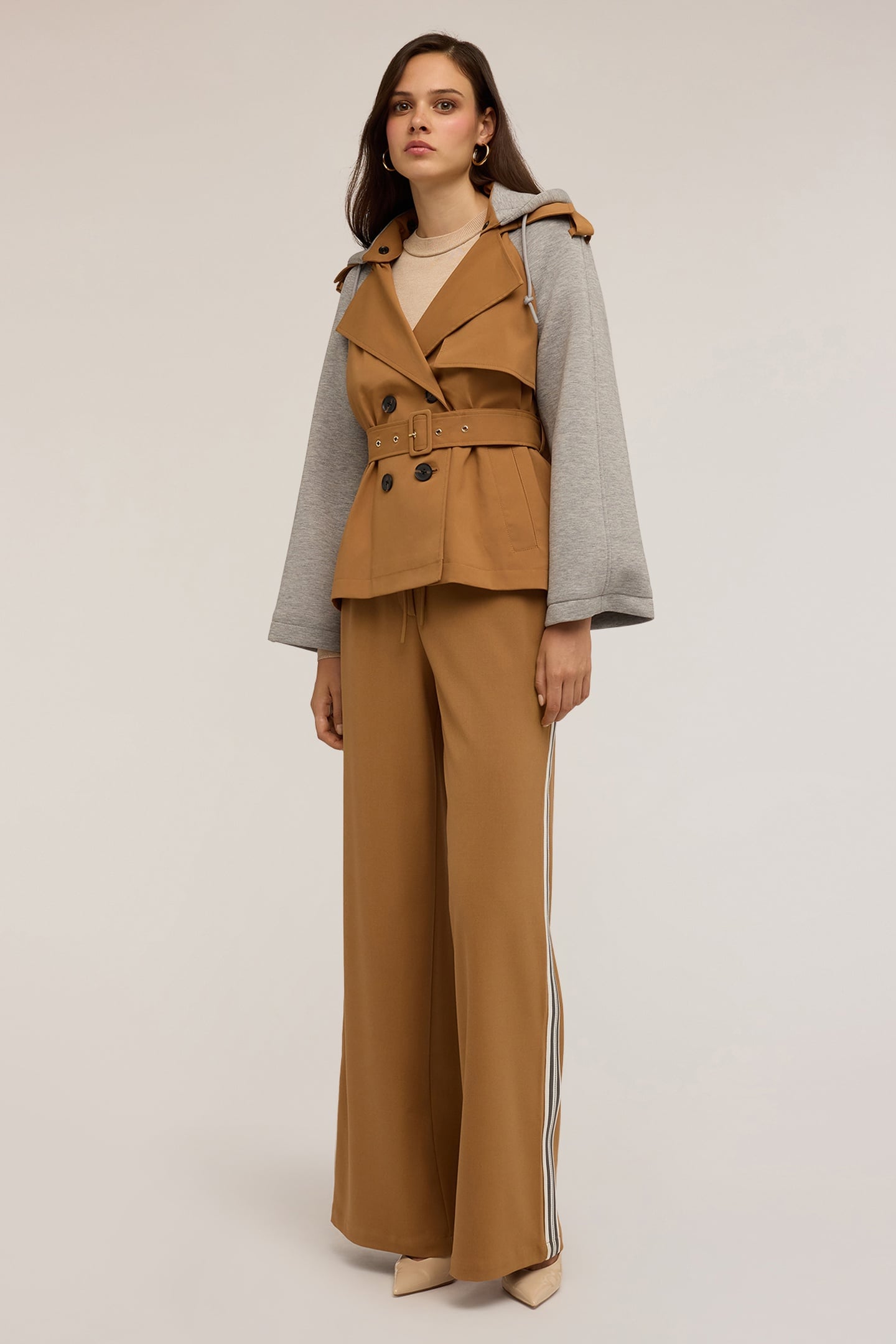 TRENCH COAT WITH SCUBA INSERTS BEIGE 2
