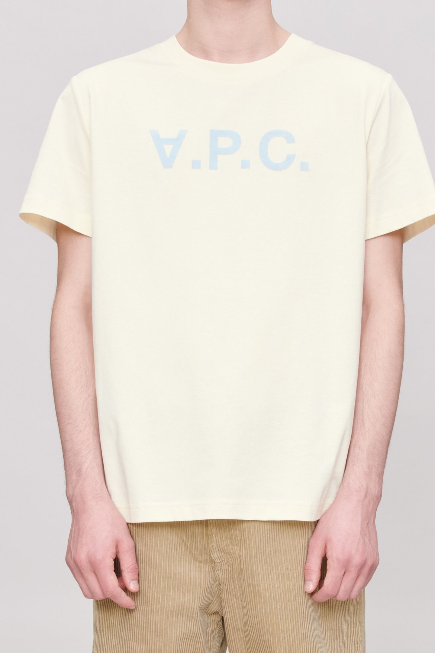 UNISEX T-SHIRT STANDARD LARGE ECRU/SKY BLUE 1
