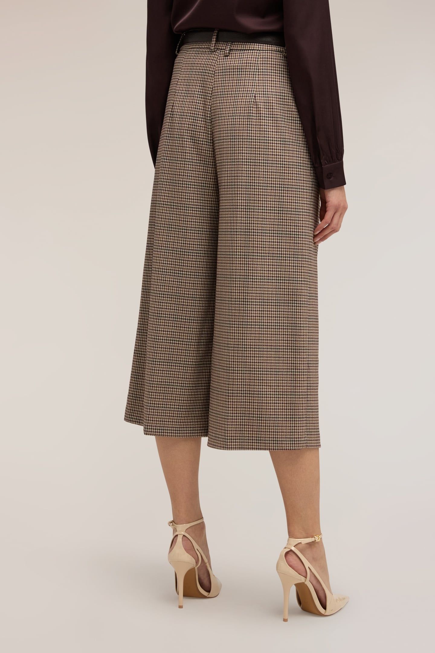 CROPPED TROUSERS IN YARN-DYED CHECK FANTASY BROWN 3