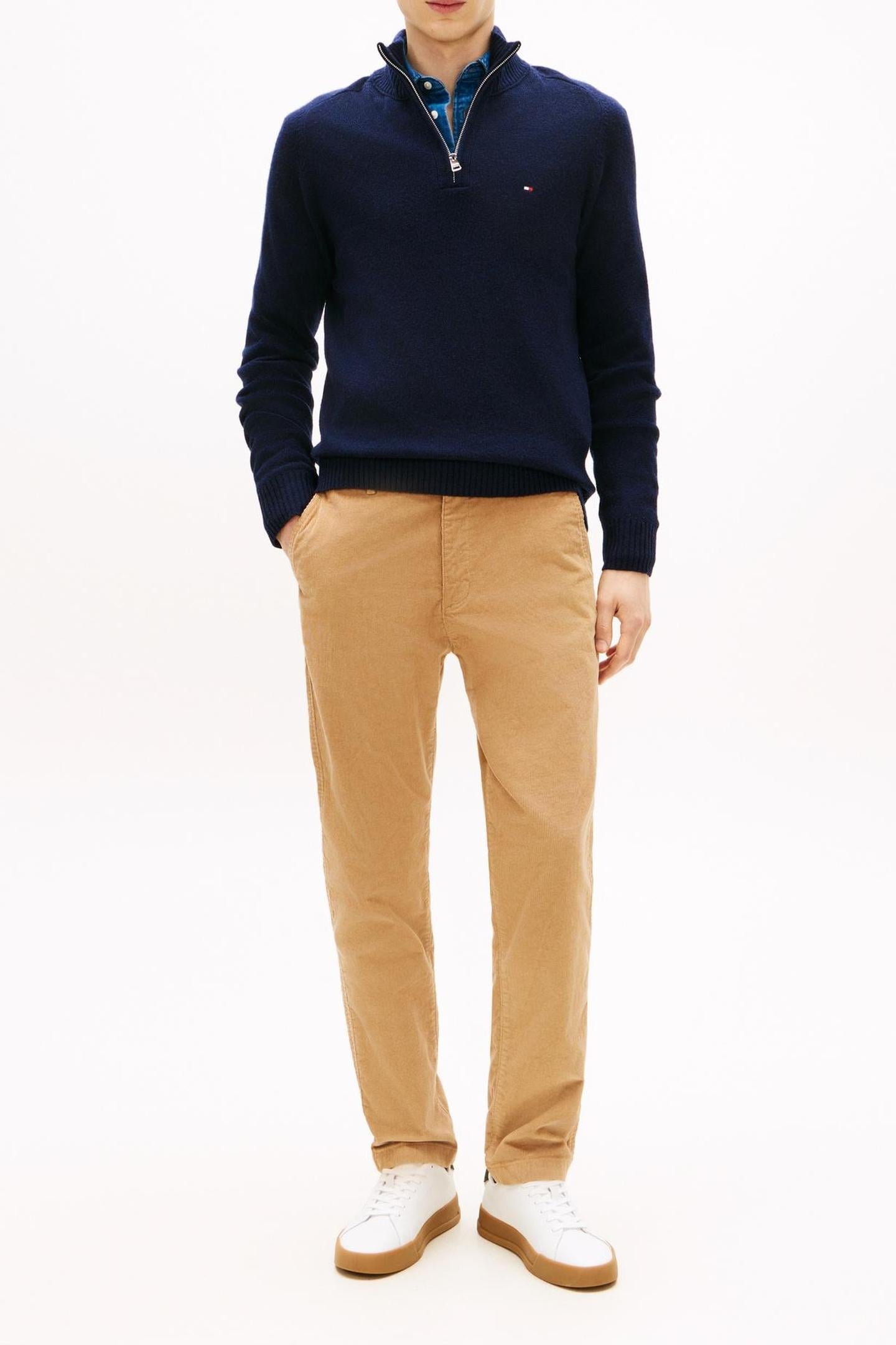 LAMBSWOOL ZIP MOCK NAVY BLUE 5