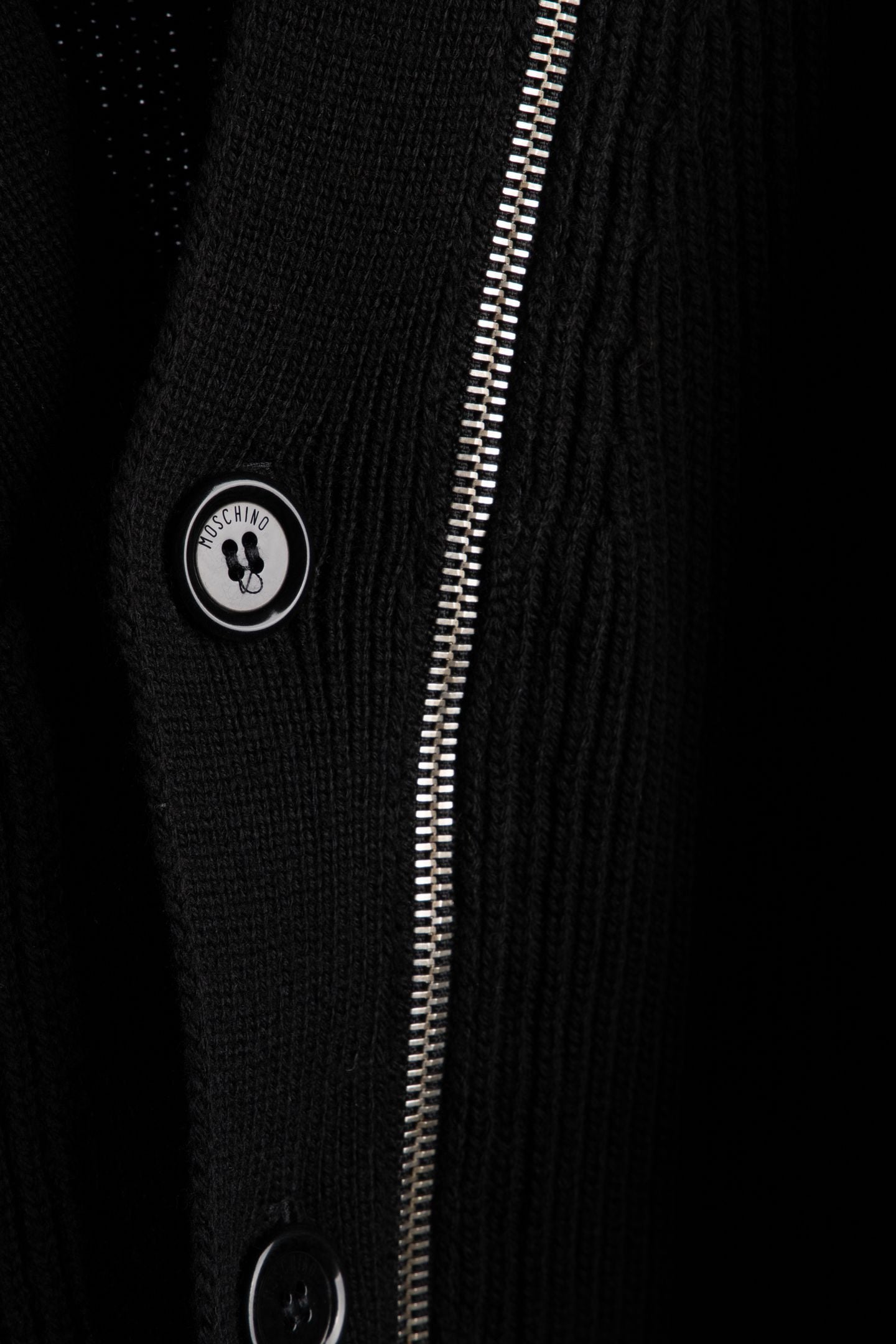 RIBBED WOOL CARDIGAN WITH ZIP BLACK 4