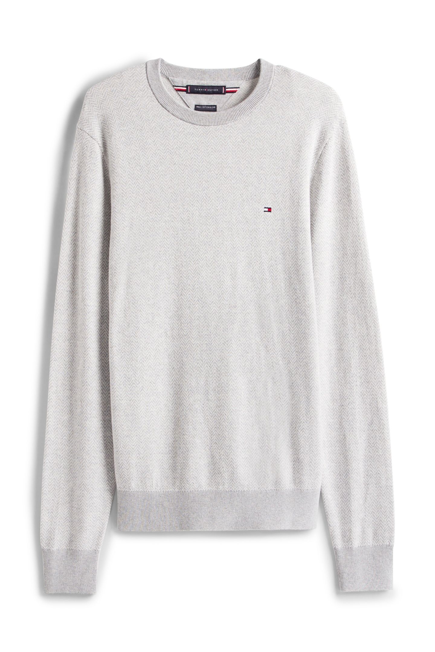 PIMA COTTON CASHMERE HERRINGBONE LIGHT GREY HEATHER/IVORY PE 4