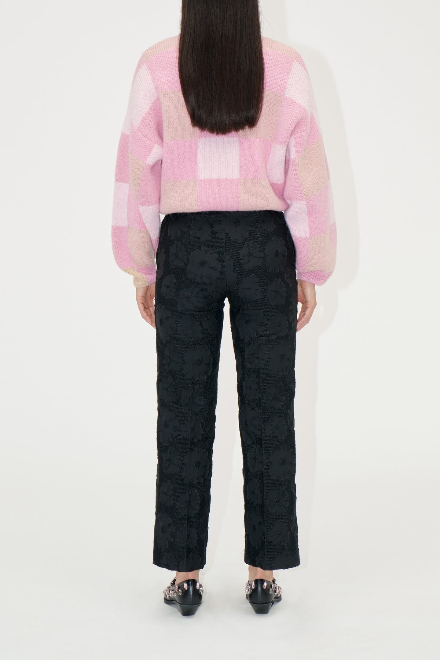 FRONT PLEAT LONG STRAIGHT PANTS ANEMONE JACQUARD 3