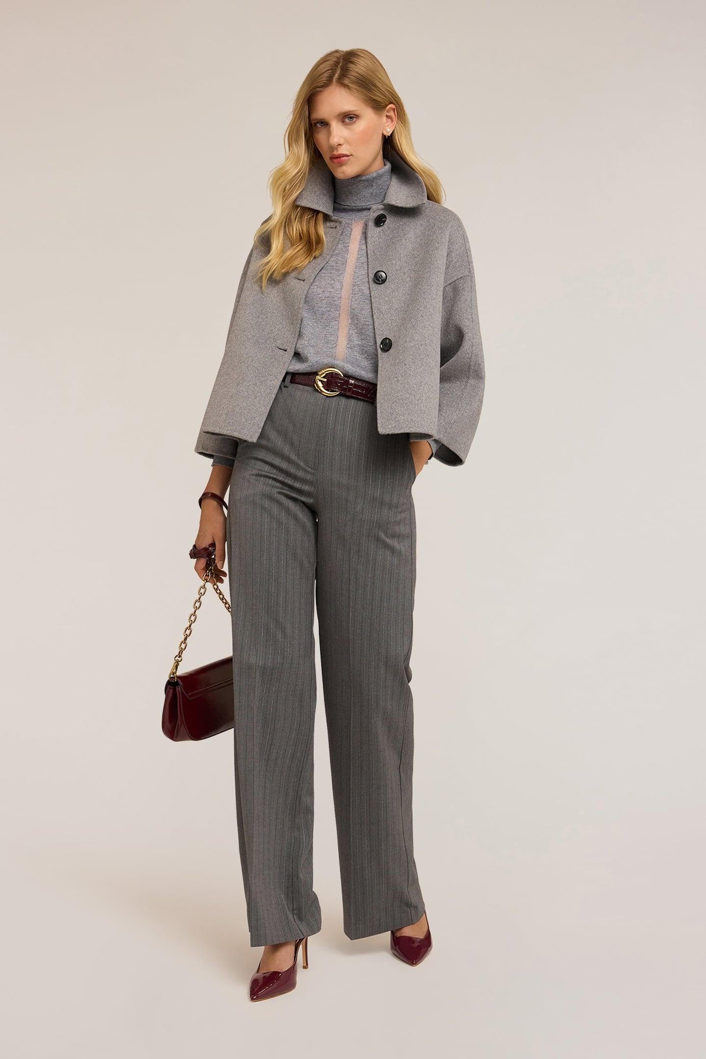 PINSTRIPED PALAZZO PANTS WITH LUREX GREY 1