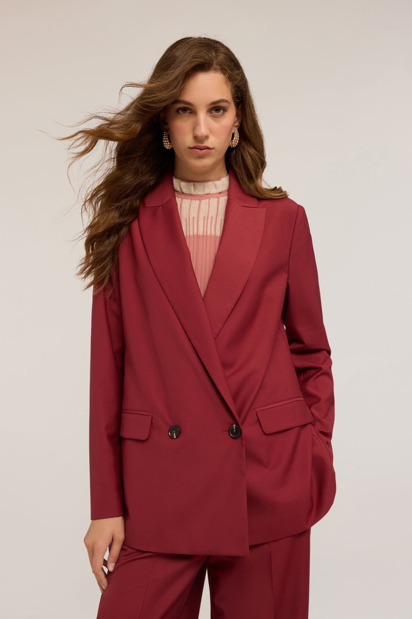 DOUBLE-BREASTED BLAZER BURGUNDY 2