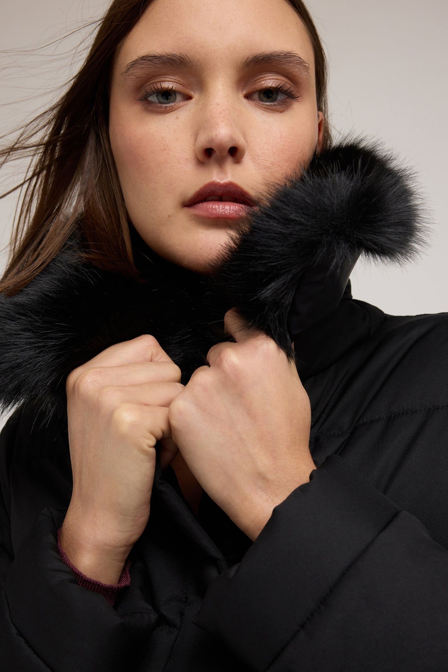 LONG DOWN JACKET WITH HIGH COLLAR BLACK 5