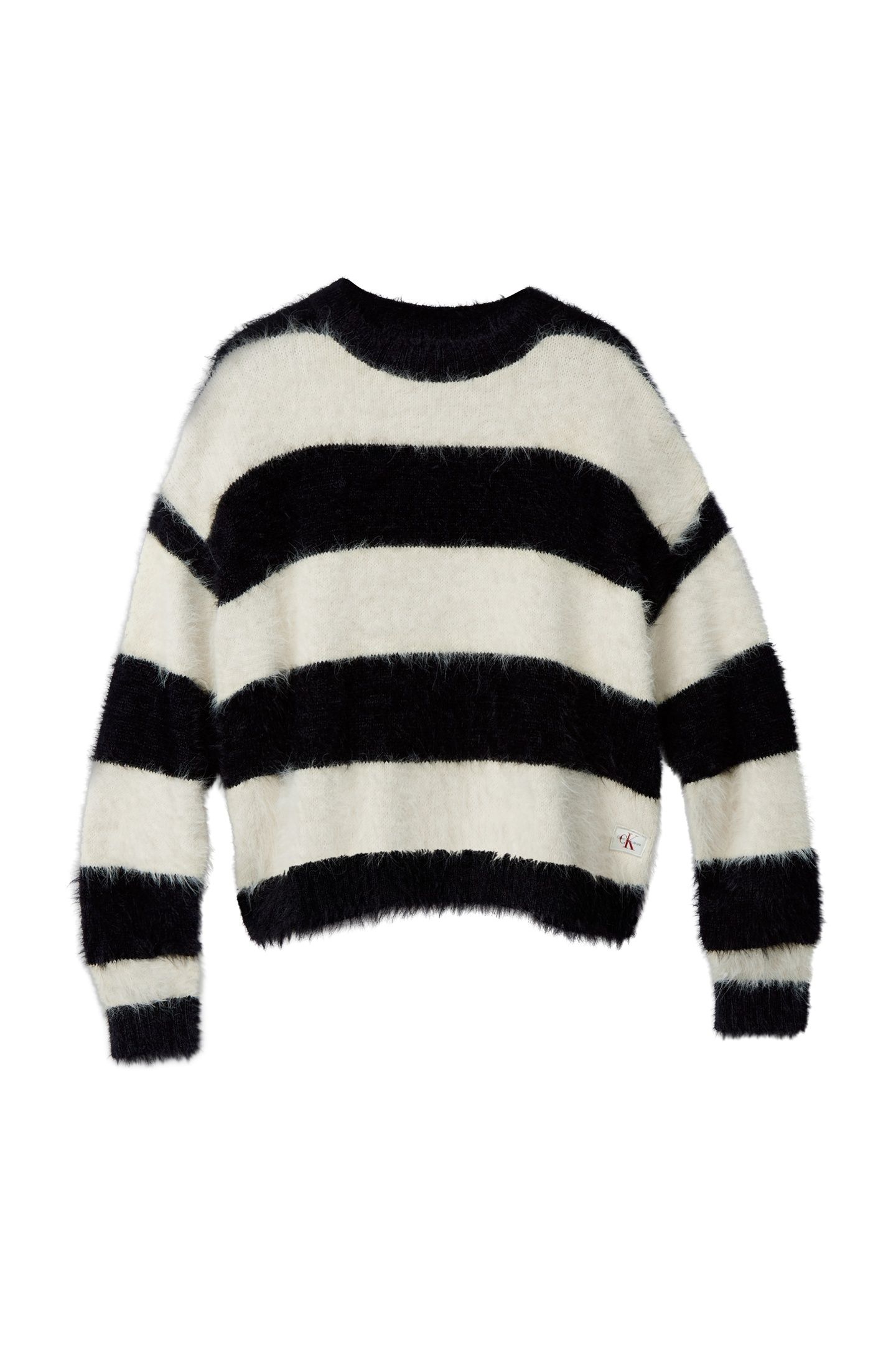 GIRLS STRIPE CN SWEATER WHITECAP GRAY/BLACK 4