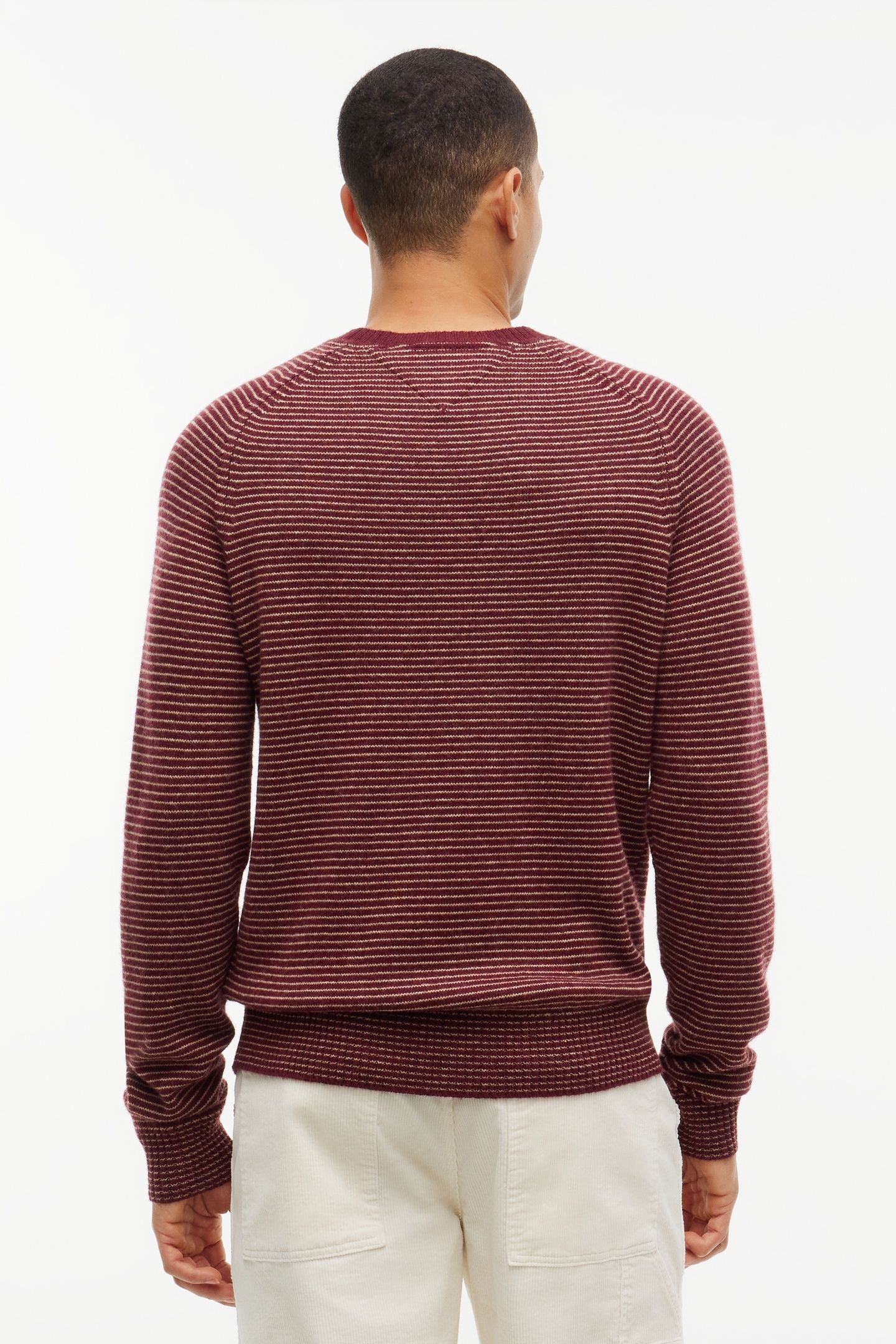 LAMBSWOOL CREW NECK BURGUNDY HEATHER/SAFARI CANVAS HEATHER 2