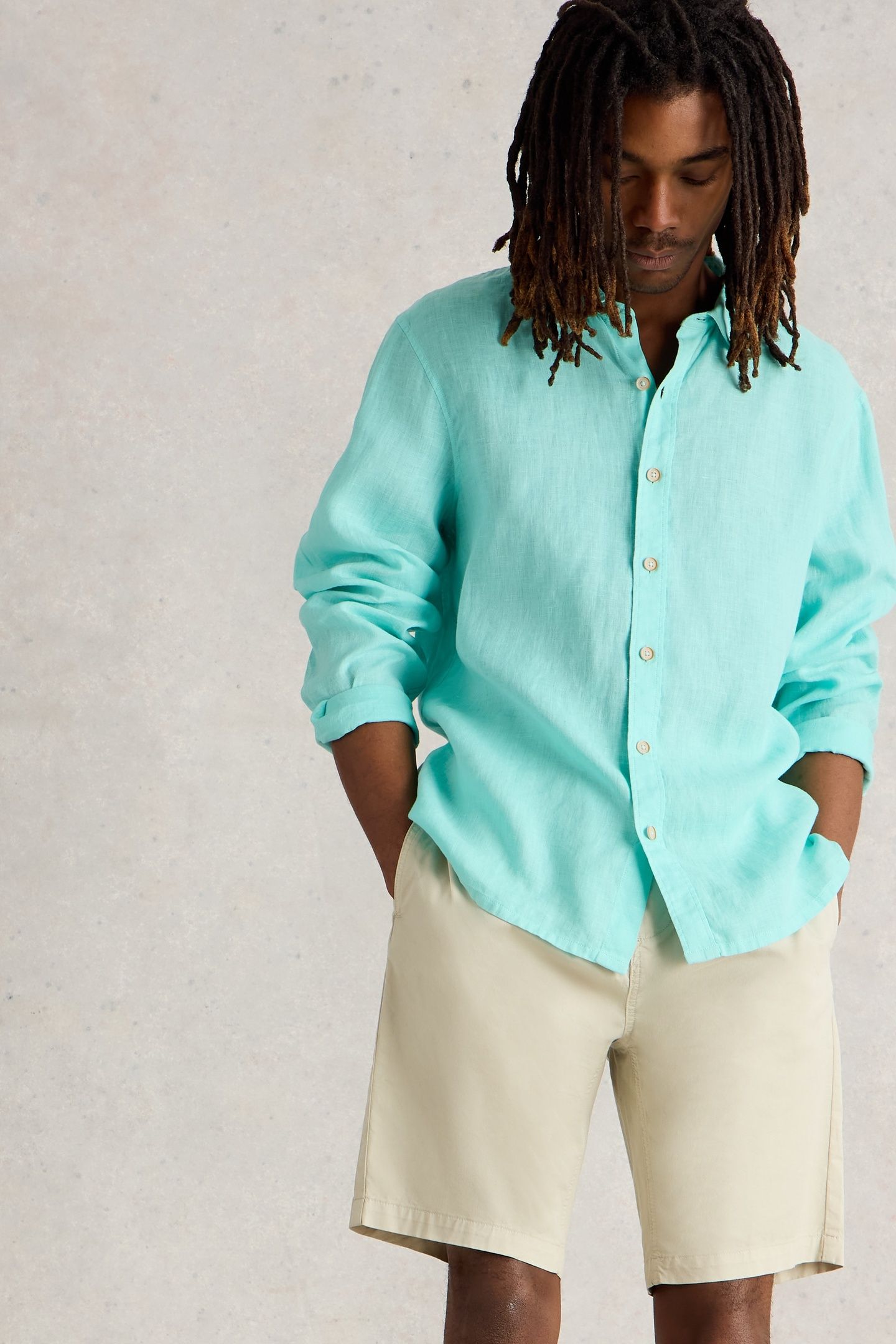 KESWICK LS LINEN SHIRT BRIGHT BLUE 2