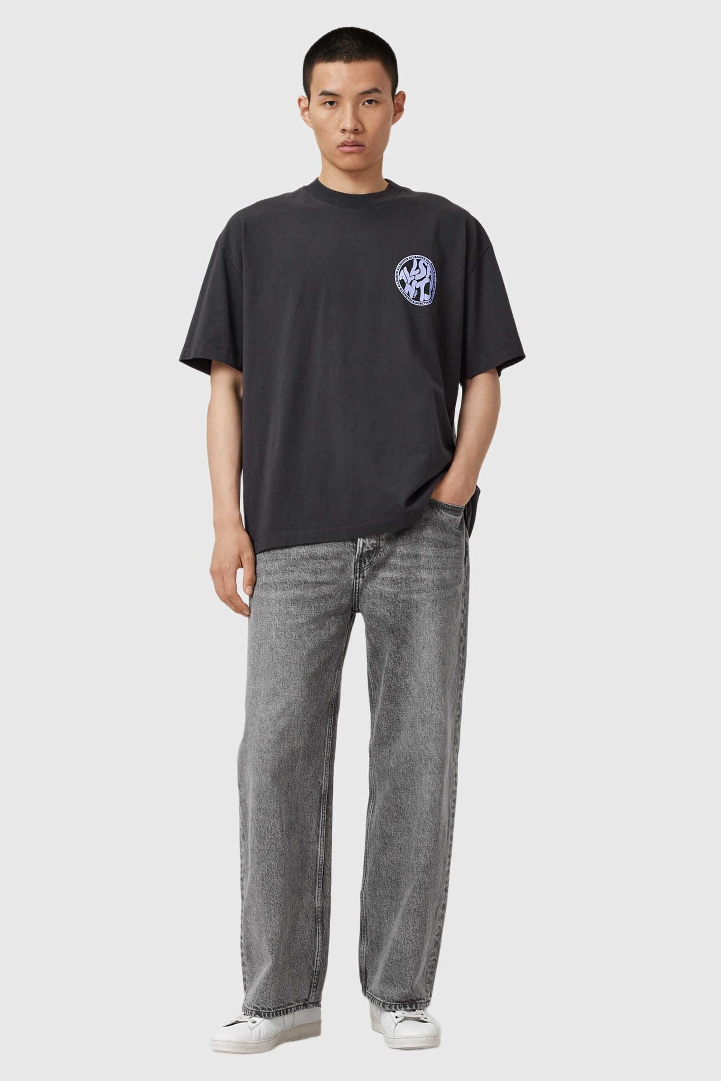 DISTORTION SS CREW WASHED BLACK/BLUE 1
