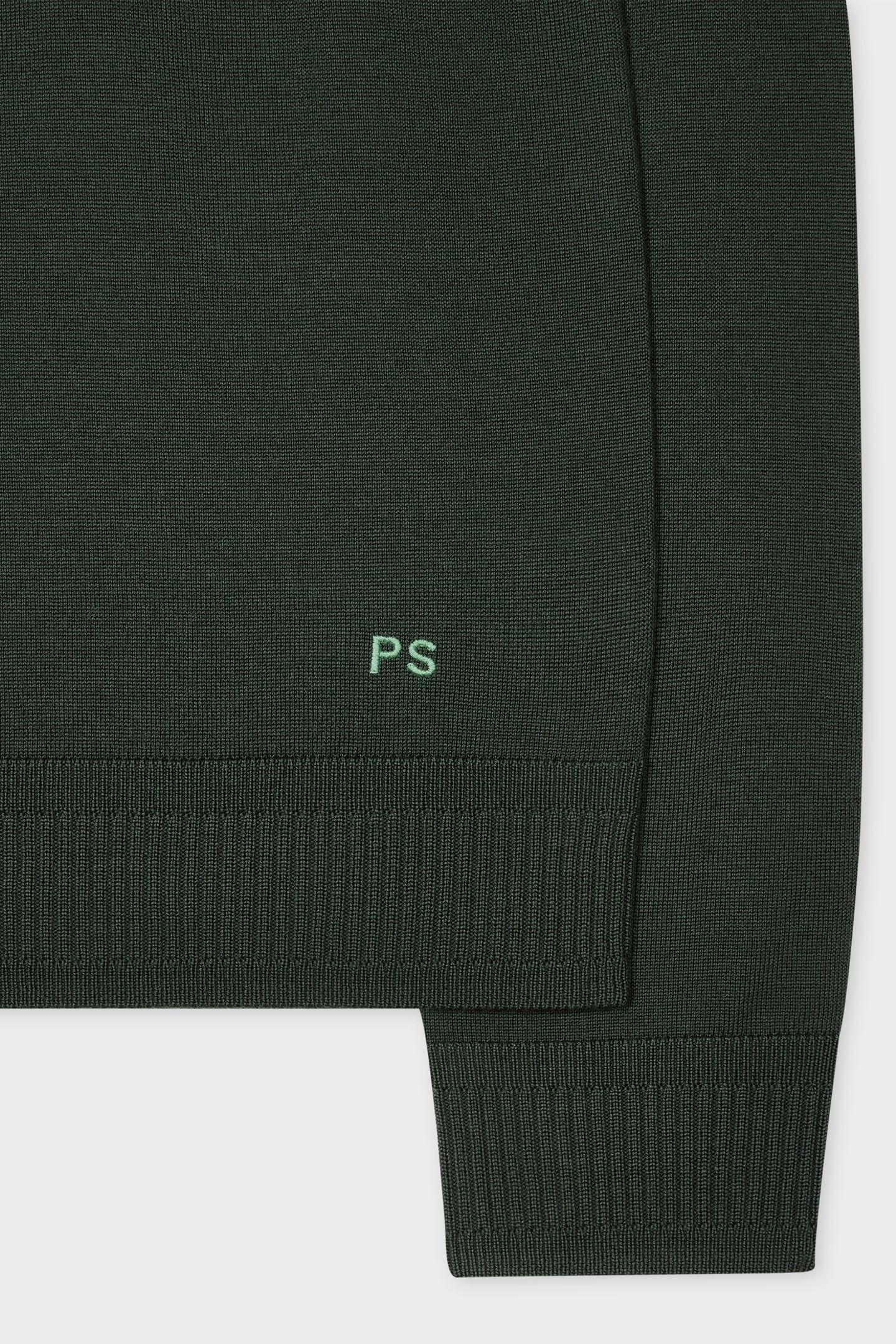 MENS SWEATER LS POLO VERY DARK GREEN 4