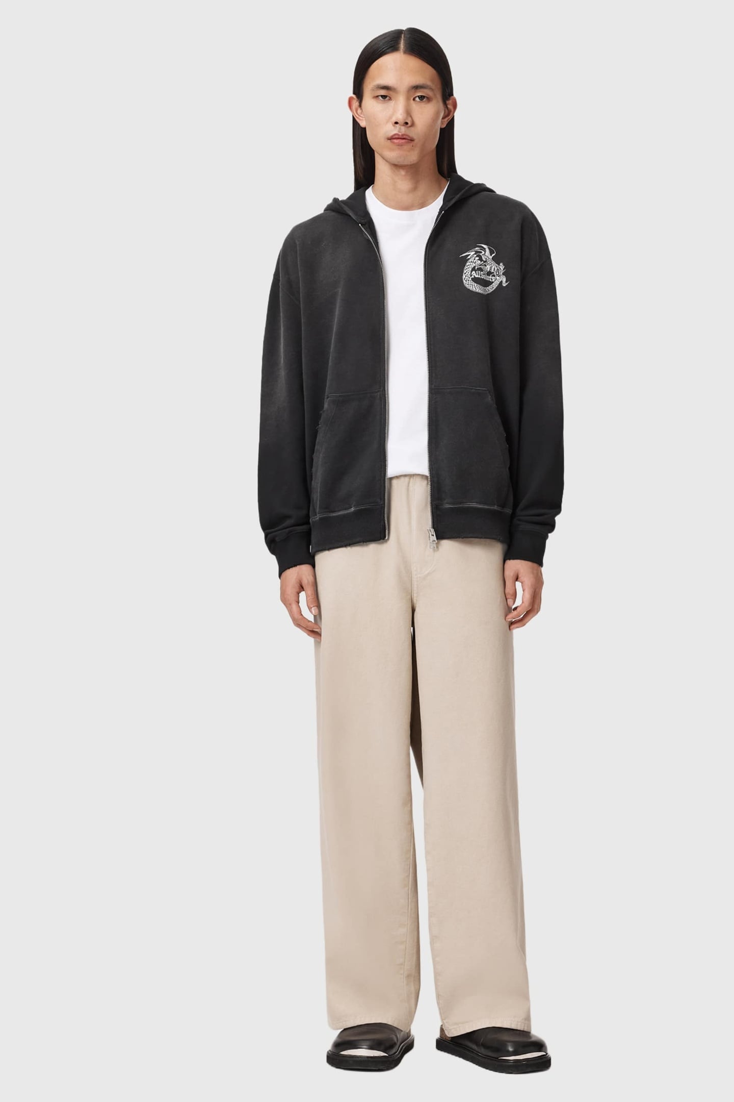 TERRA ZIP THROUGH WASHED BLACK 2