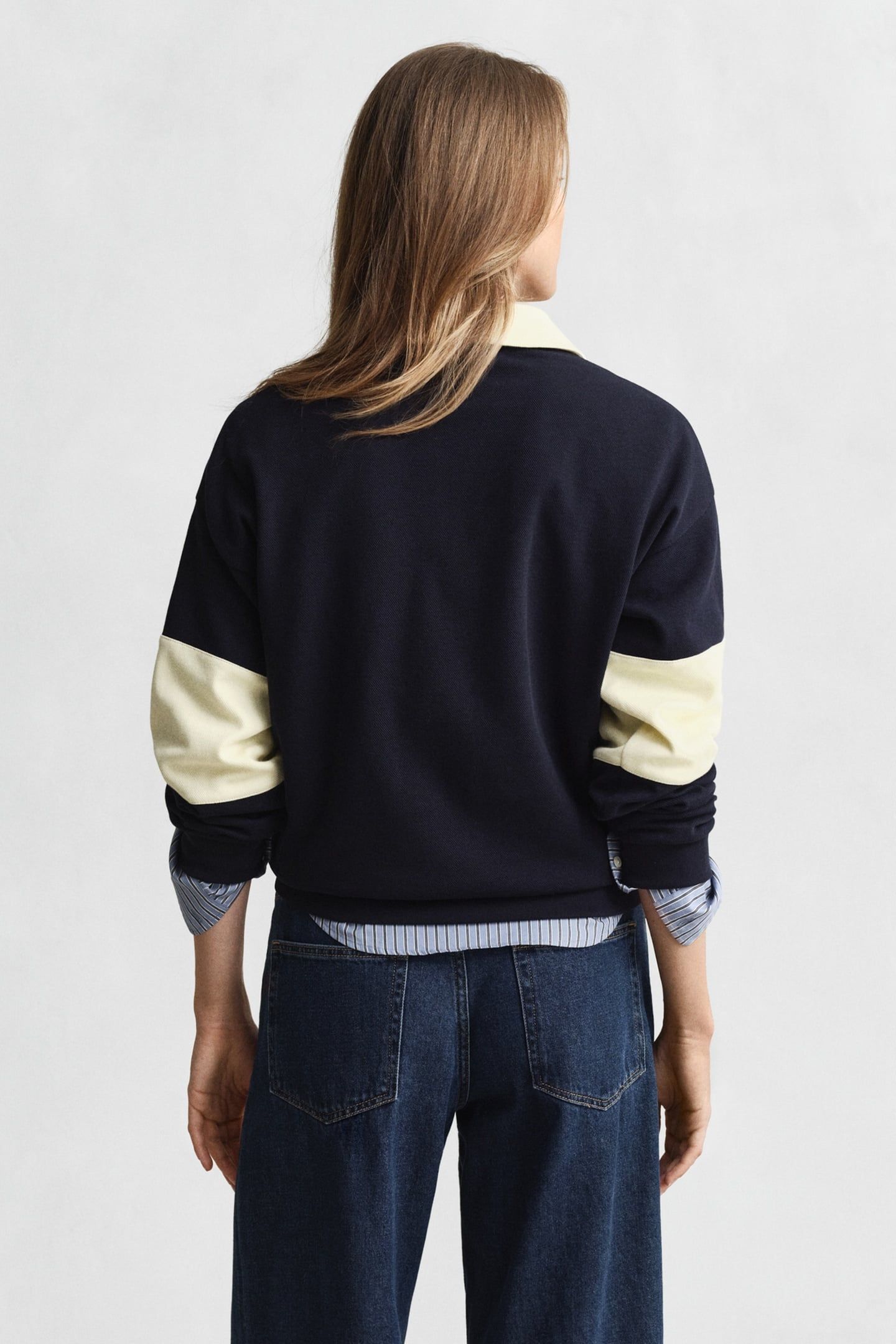 PIQUE TEXTURE COLOR BLOCK RUGGER EVENING BLUE 2