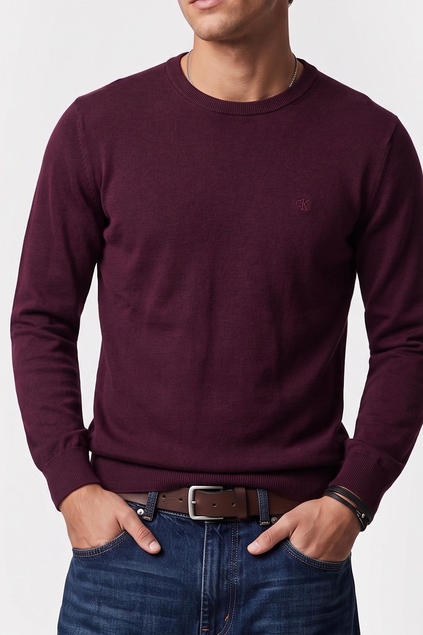 LS SUPIMA COTTON CREWNECK PASSION PLUM 1
