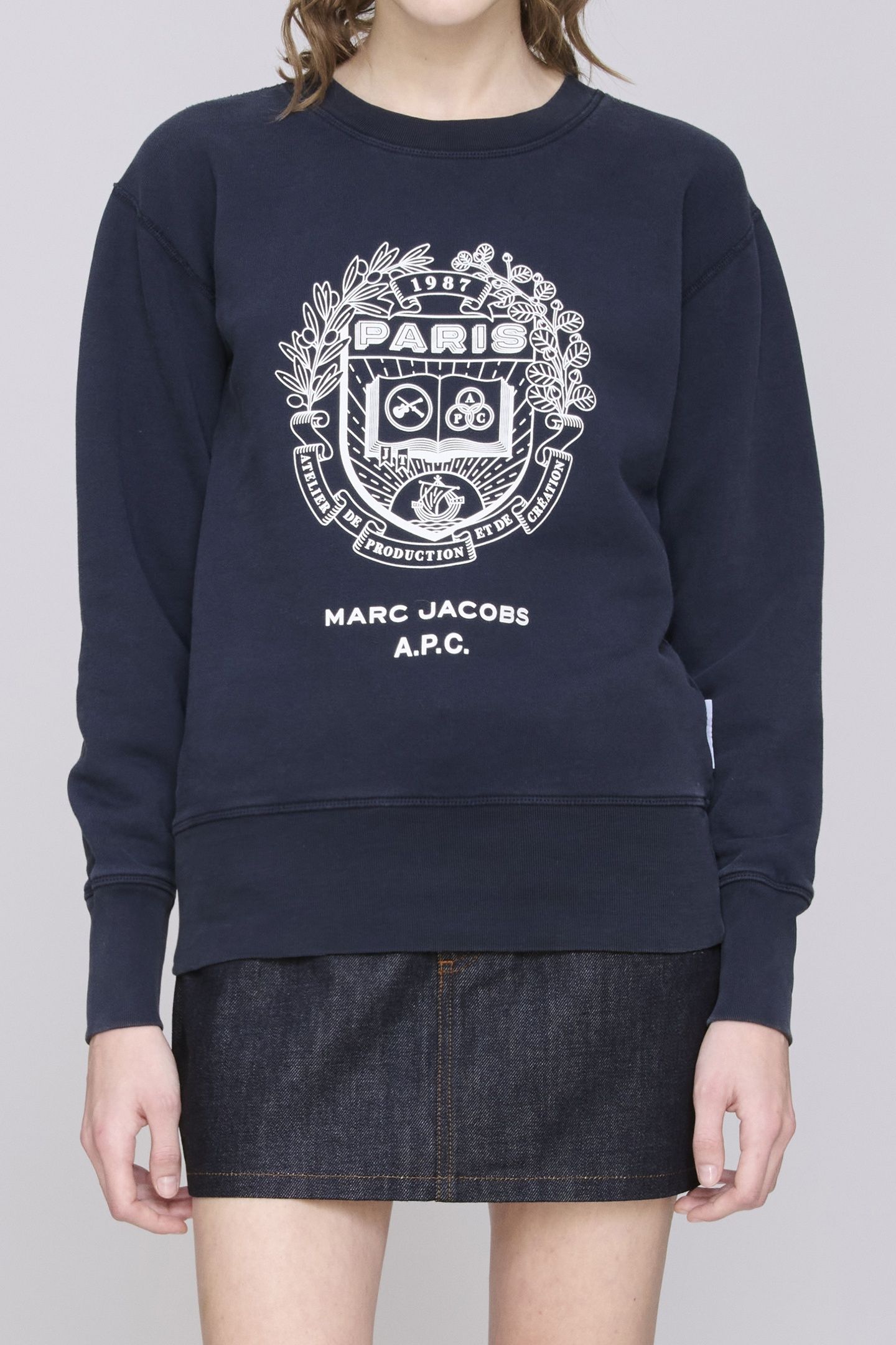 SHRUNKEN FIT CREWNECK PARIS DARK NAVY 1