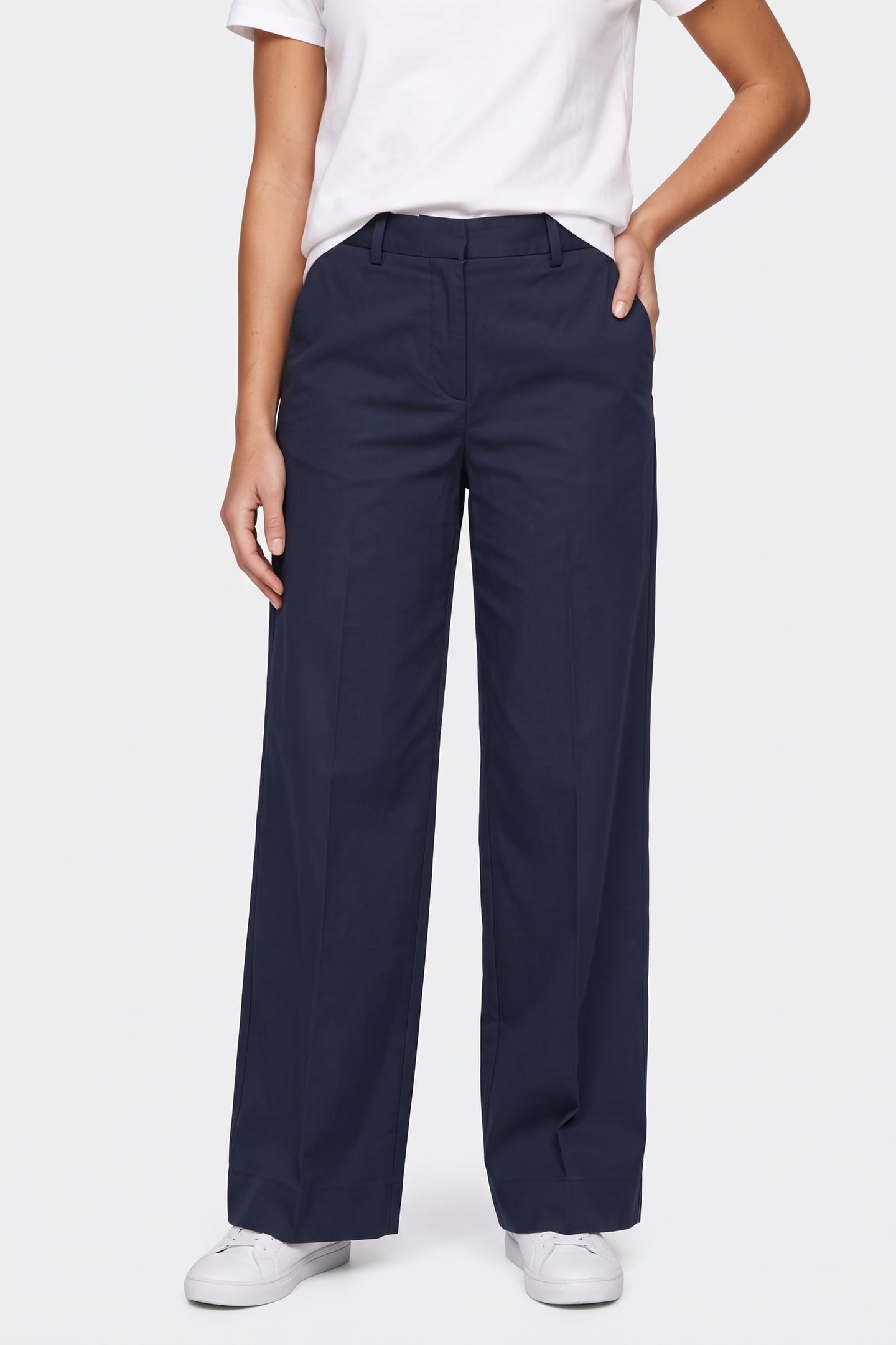 COTTON WIDE LEG PANTS DARK NIGHT NAVY 1