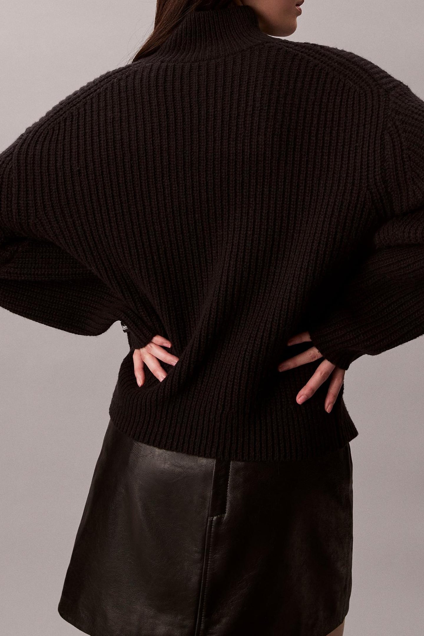 CHUNKY WOOL BLEND SWEATER BLACK 2