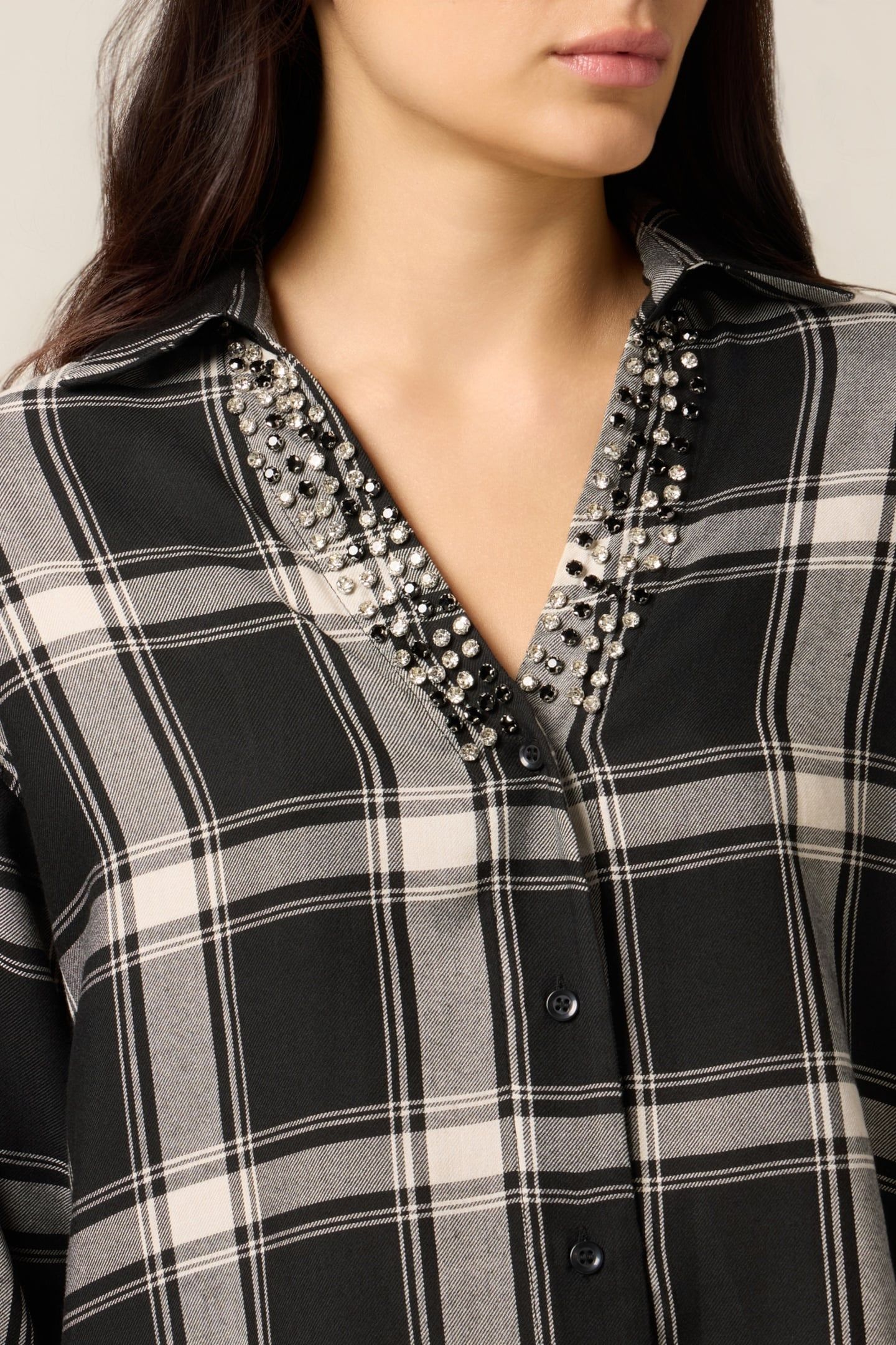 CHECK SHIRT WITH STUDS BLACK 4