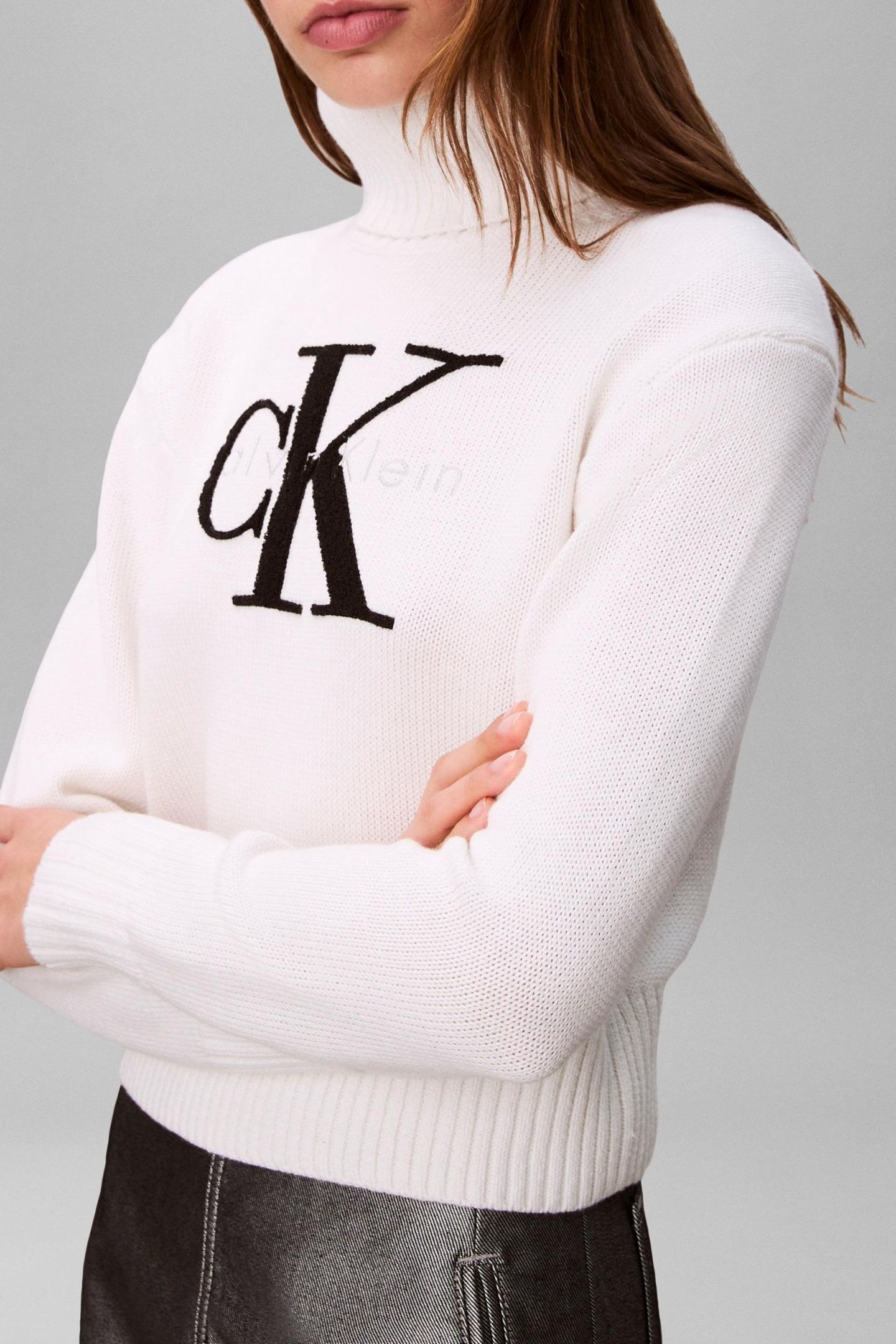 CHENILLE MONOLOGO SWEATER BRILLIANT WHITE 4
