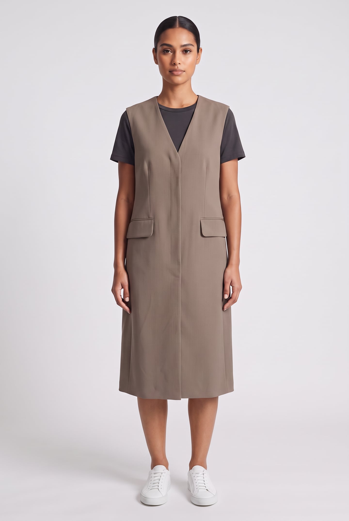 GABBY VEST DRESS BEIGE 1