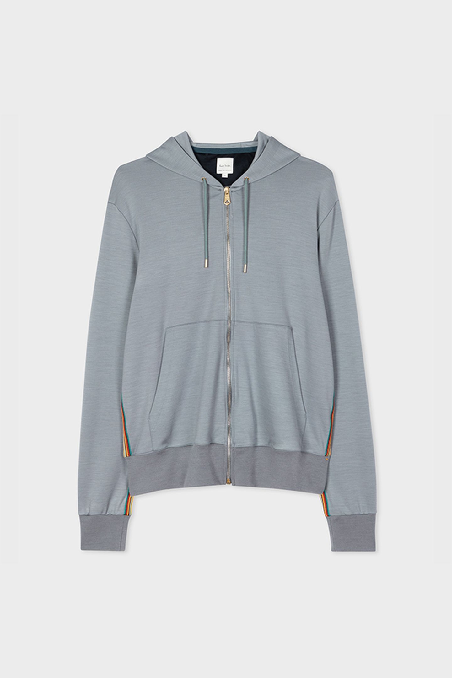 MENS ZIP THROUGH TAPED SEAM HOODIE GREYISH BLUE 5