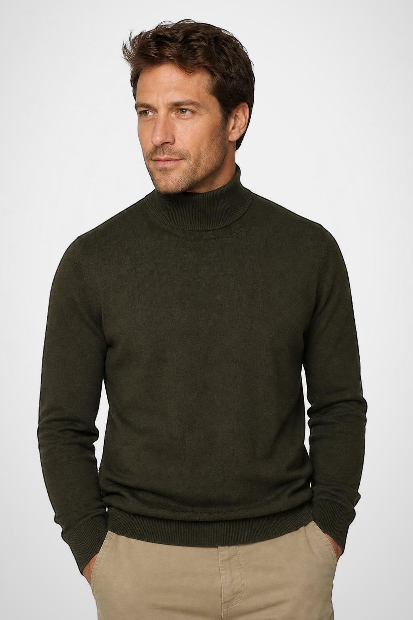 ROLL NECK SWEATER DARK OLIVE 1