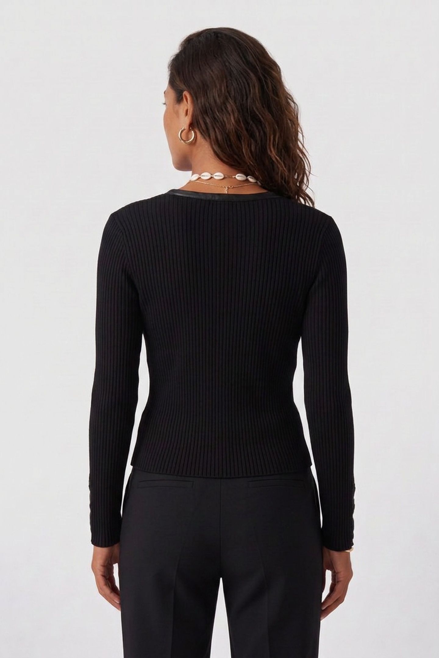 BONDAGE LACING WOOL CARDIGAN BLACK 2