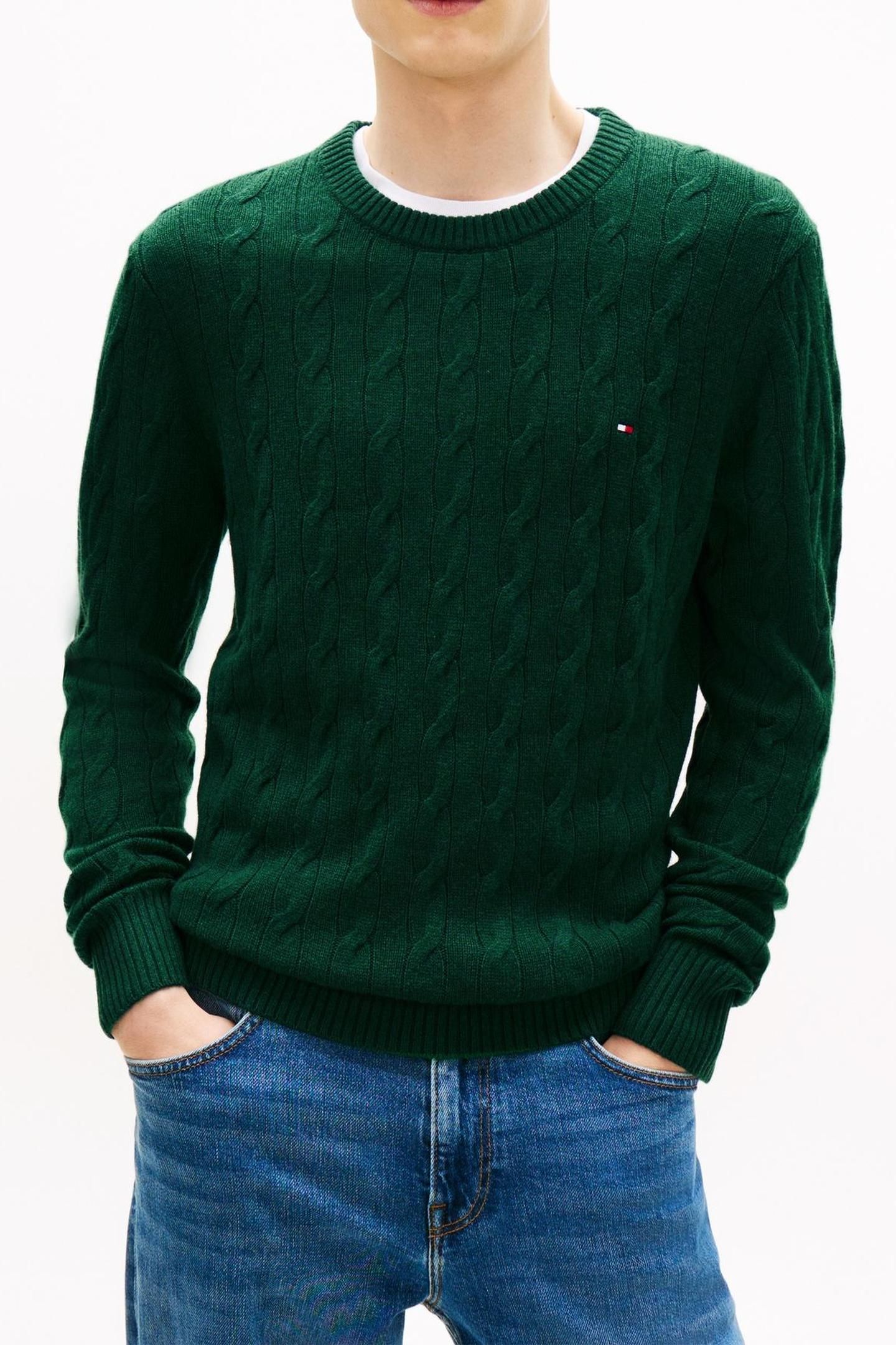 LAMBSWOOL BLEND CABLE ORNAMENTAL GREEN HEATHER 2
