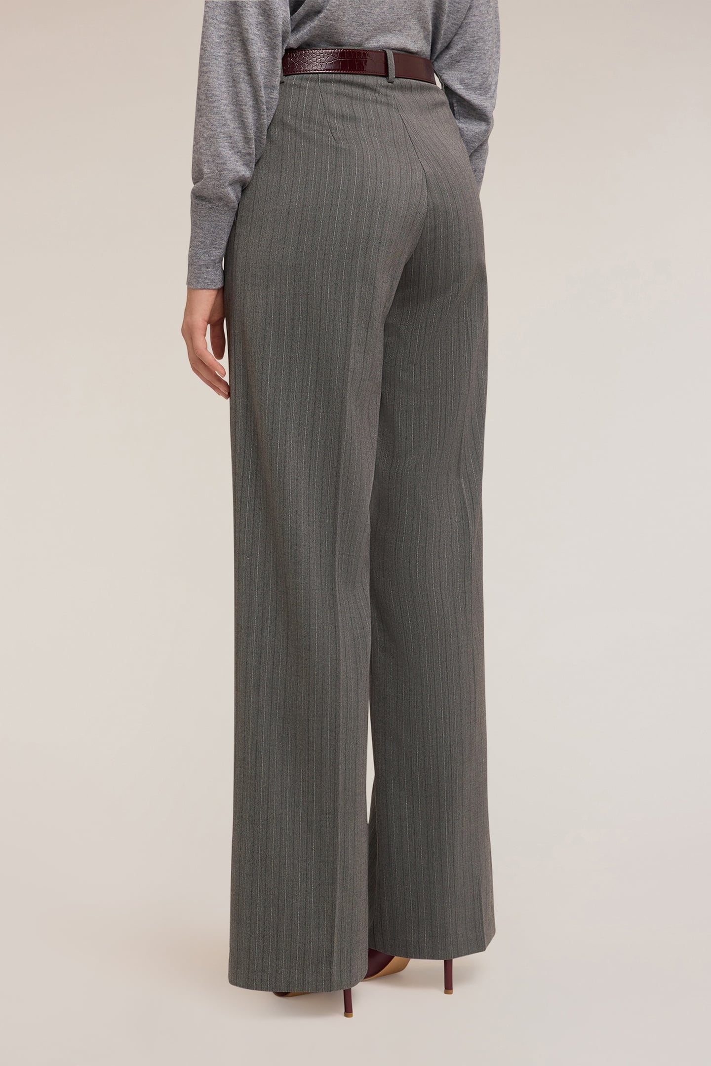 PINSTRIPED PALAZZO PANTS WITH LUREX GREY 3