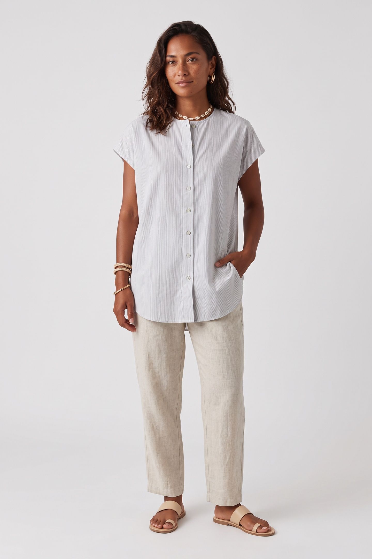 FLOW WASHED COTTON TUNIC WHITE 1