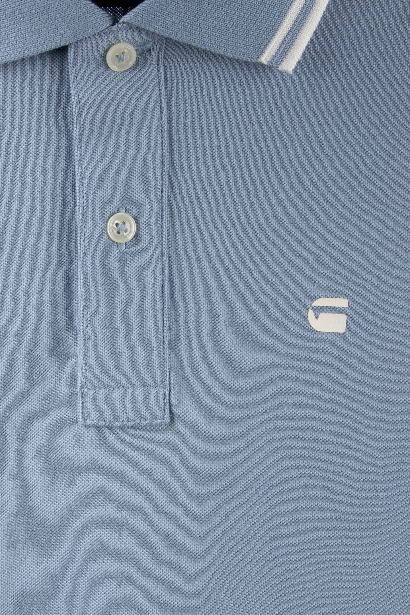 STRIPED COLLAR POLO S/S LIGHT/PASTEL BLUE 4