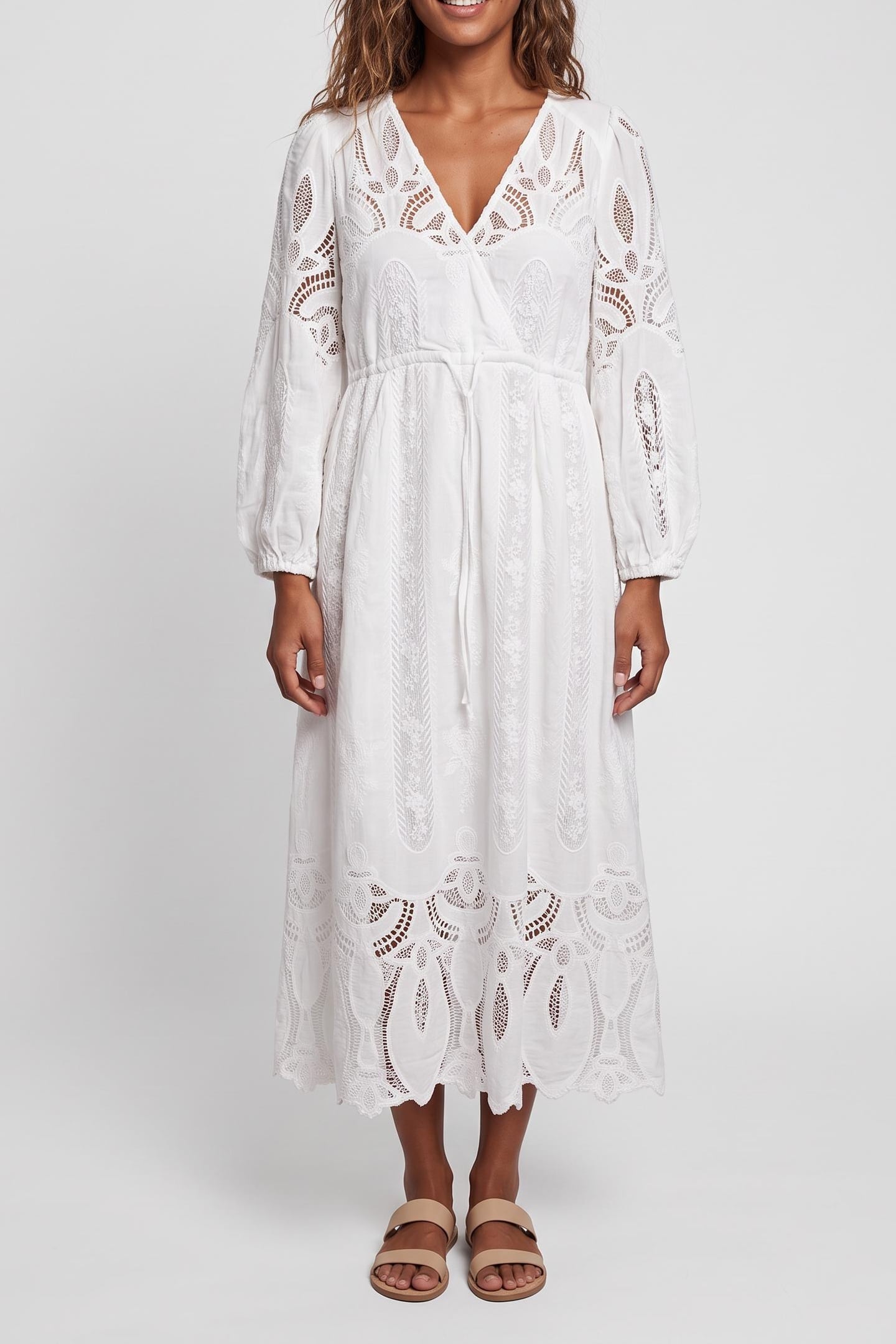 MID-LENGTH DRESS ECRU 1