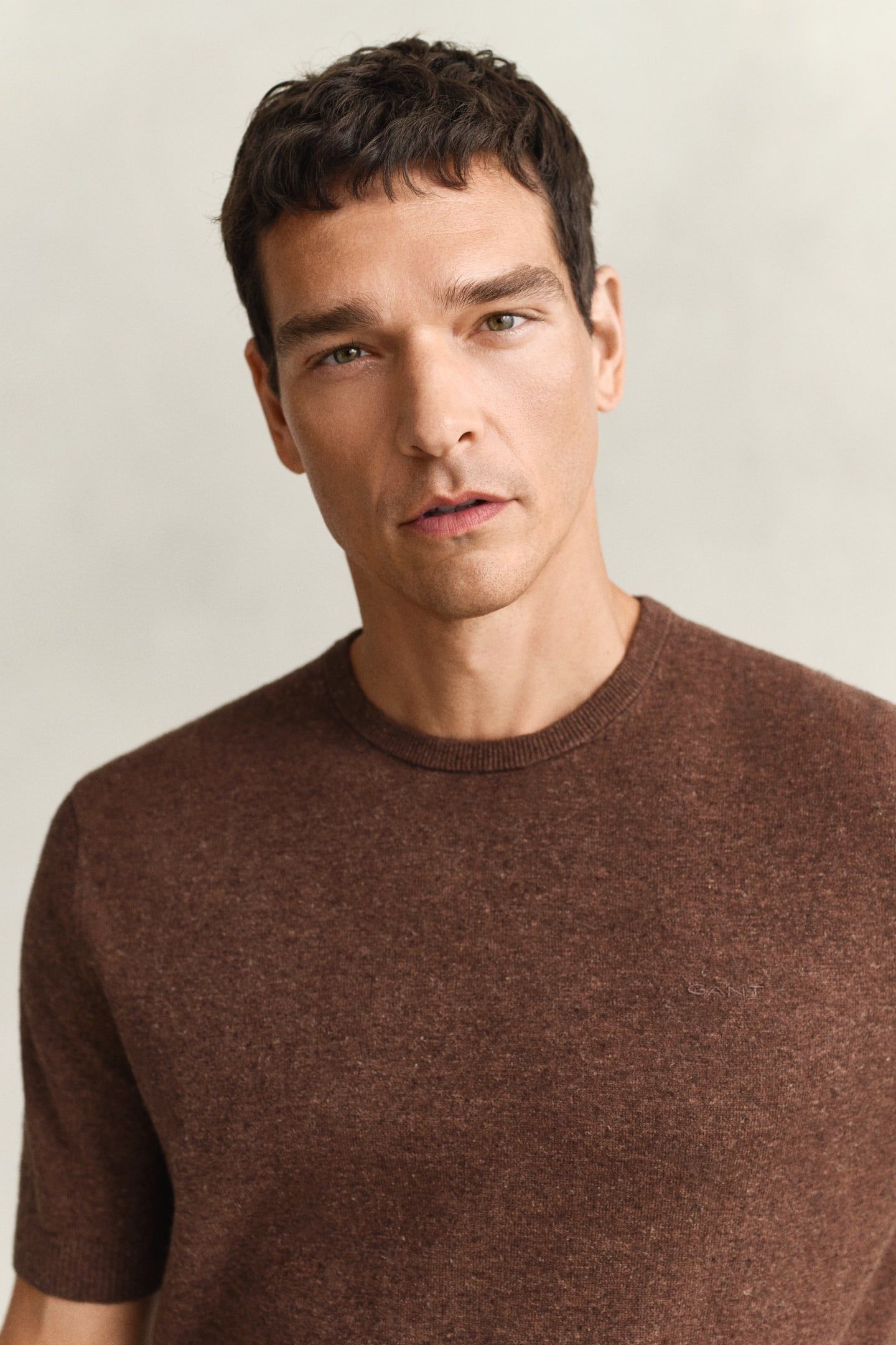SLUB COTTON LINEN SS C-NECK HAZELNUT MELANGE 5