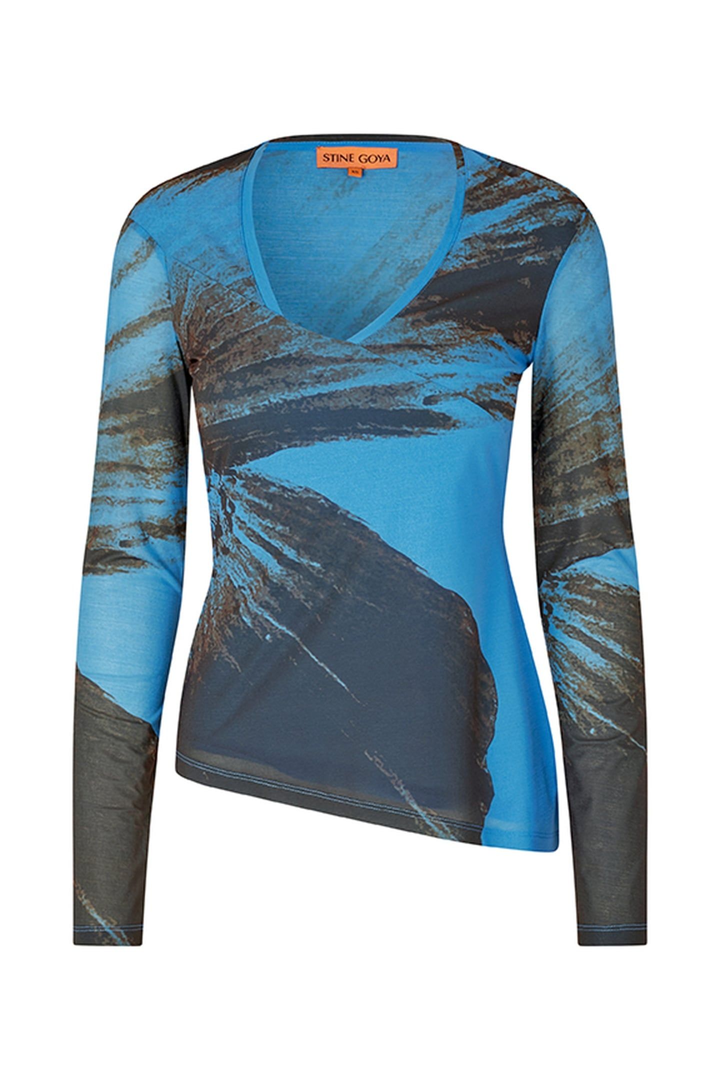 FLORIAN TOP JERSEY LONG SLEEVE BROWN BRUSH STROKE POPPY 3