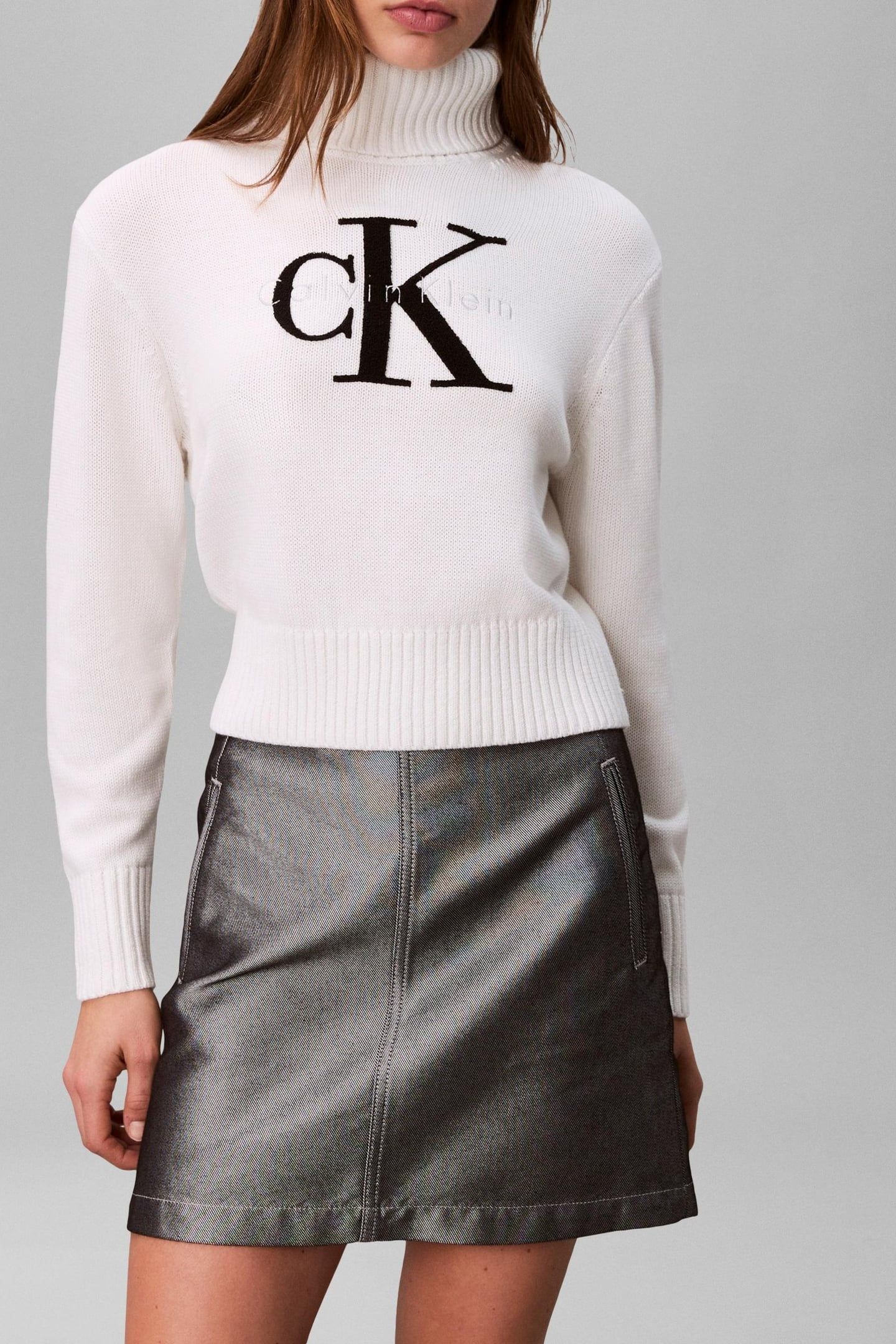 CHENILLE MONOLOGO SWEATER BRILLIANT WHITE 1