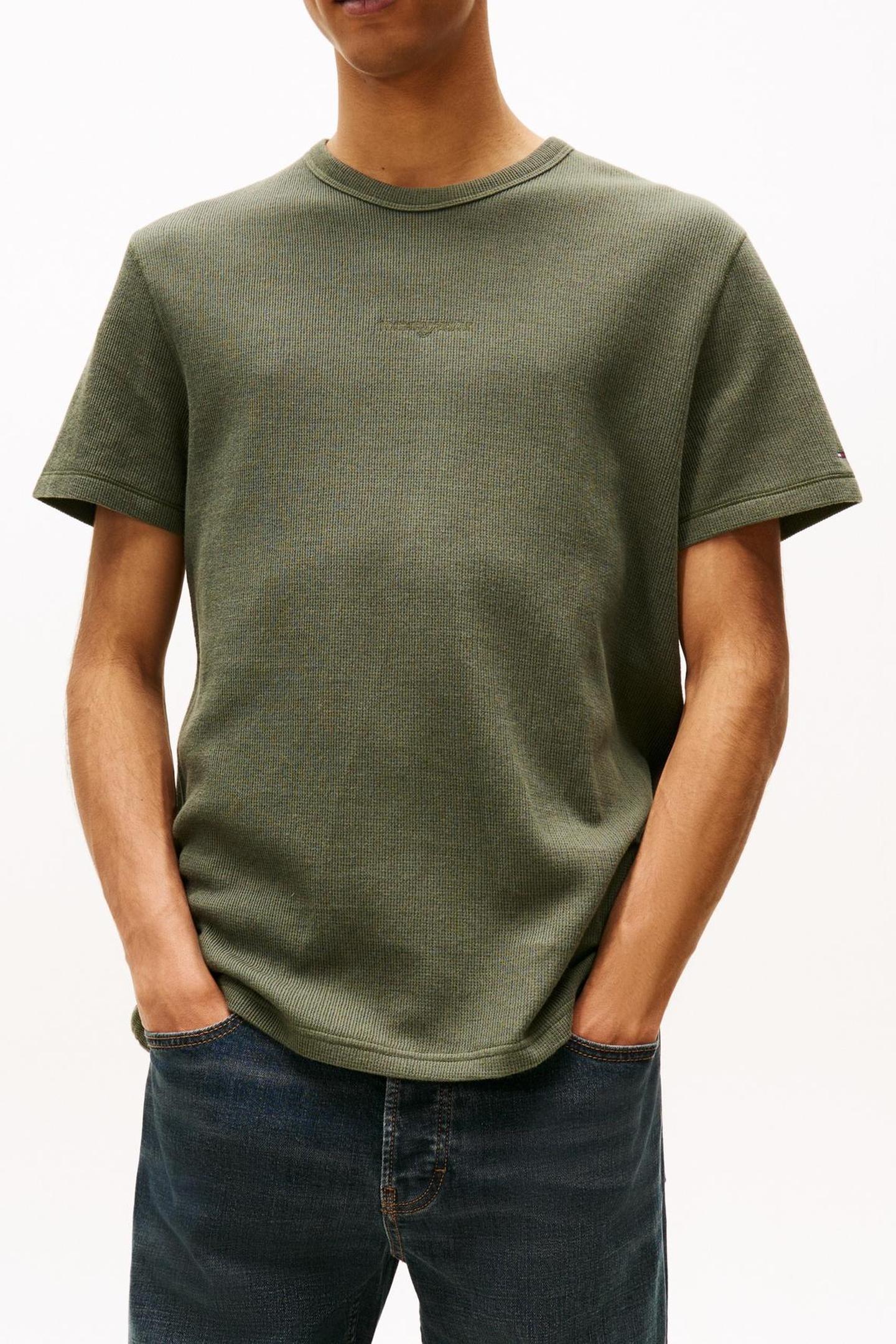 TJM SLIM WAFFLE TEE PEWTER GREEN 1