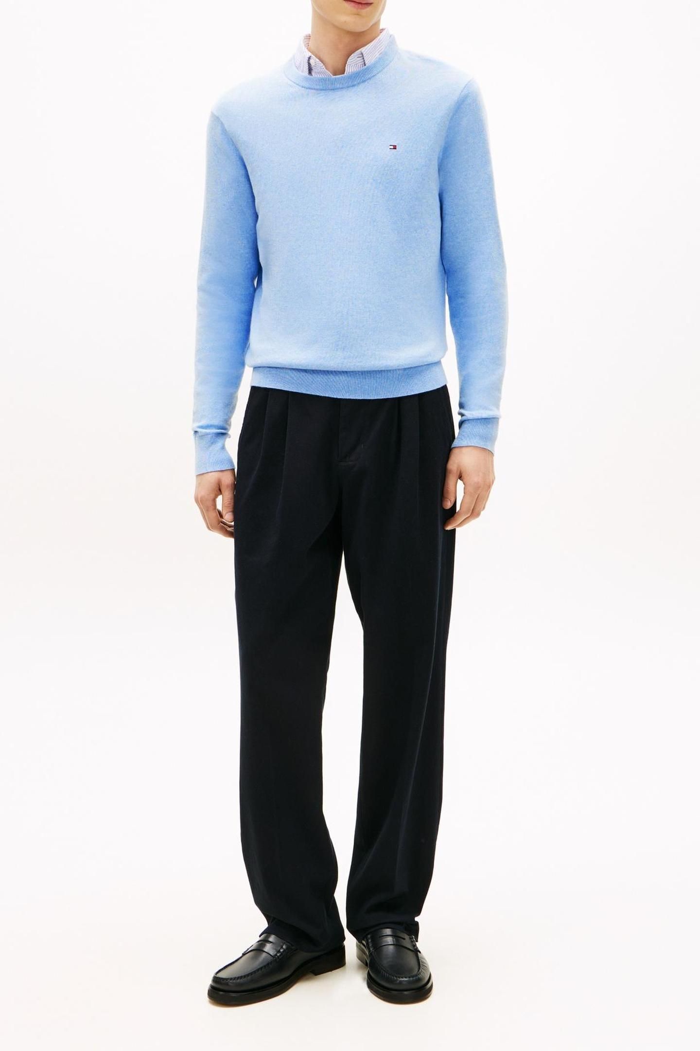 PIMA COTTON CASHMERE SWEATER VESSEL BLUE HEATHER 3