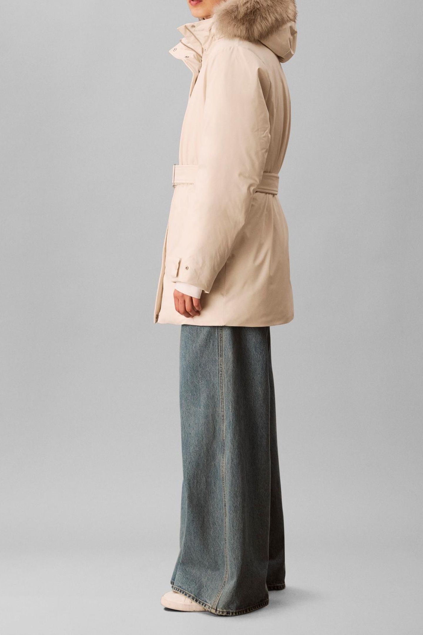 BELTED MATTE QUILTED COAT CHALK 4