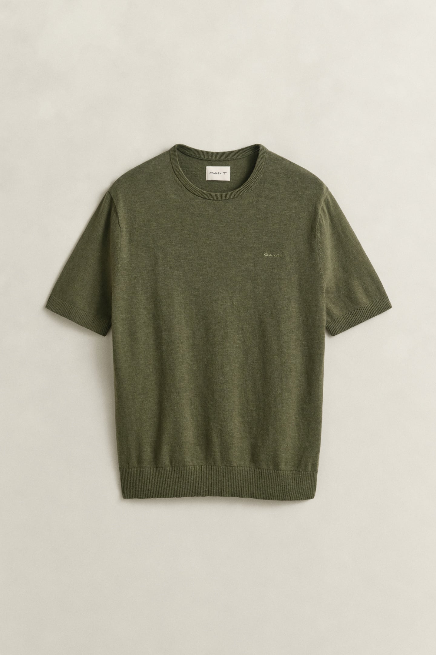 SLUB COTTON LINEN SS C-NECK DRY HERB GREEN 4