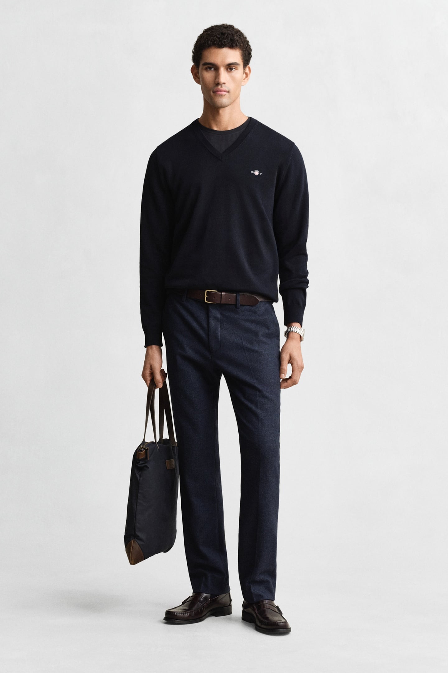 CLASSIC COTTON V-NECK EVENING BLUE 3