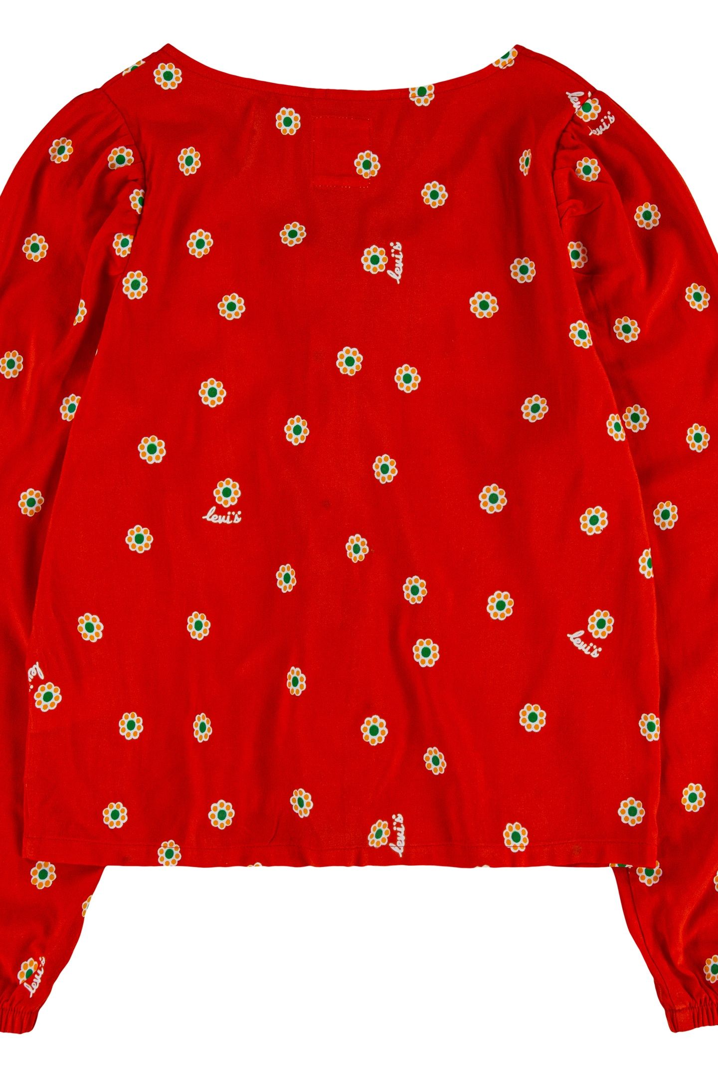 GIRLS WOVEN LONG SLEEVE TOP ENAMEL ORANGE 2
