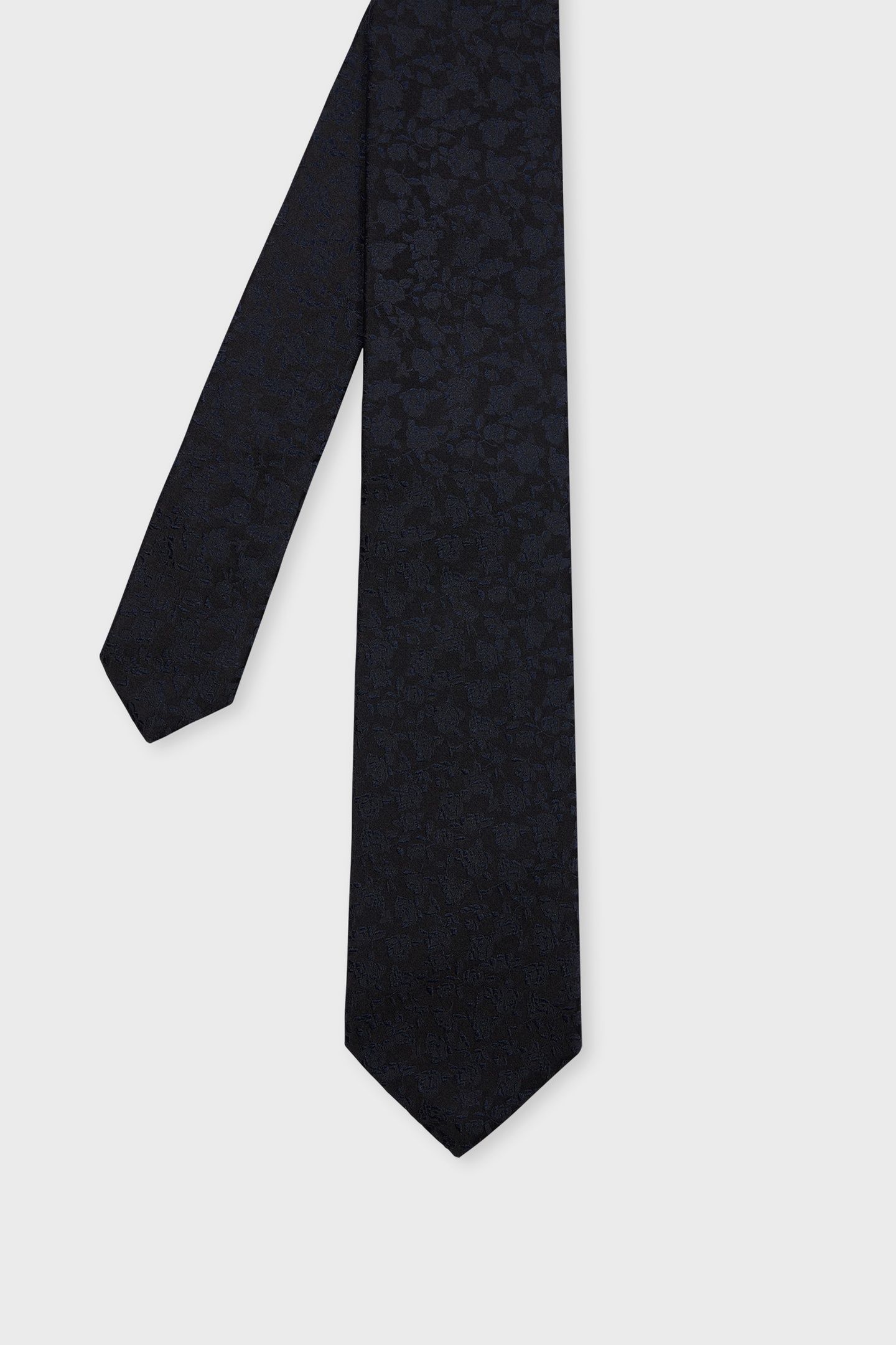 MEN TIE TONAL FLORAL VERY DARK NAVY 1