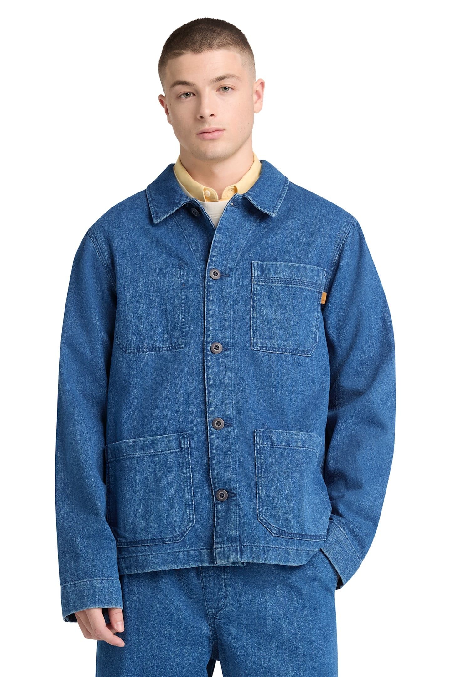 KEMPSHIRE HERRINGBONE DENIM CHORE JACKET MOODY BLUE WASH 1