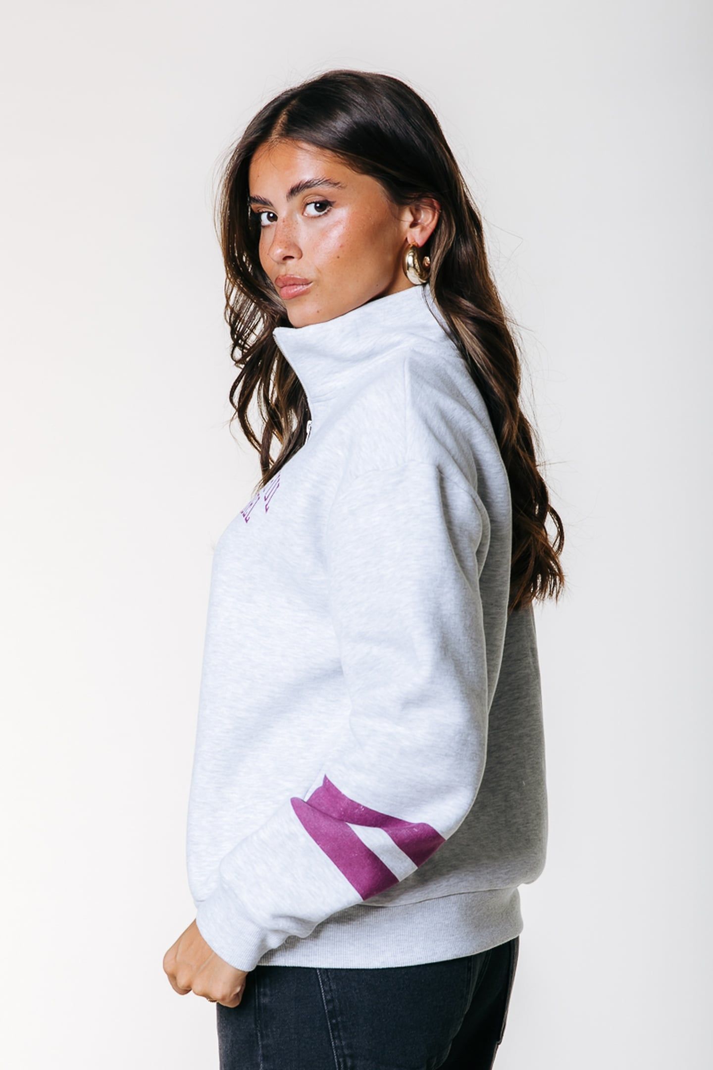 VARSITY LOGO RELAXED ZIP SWEAT LIGHT GREY MELANGE 3