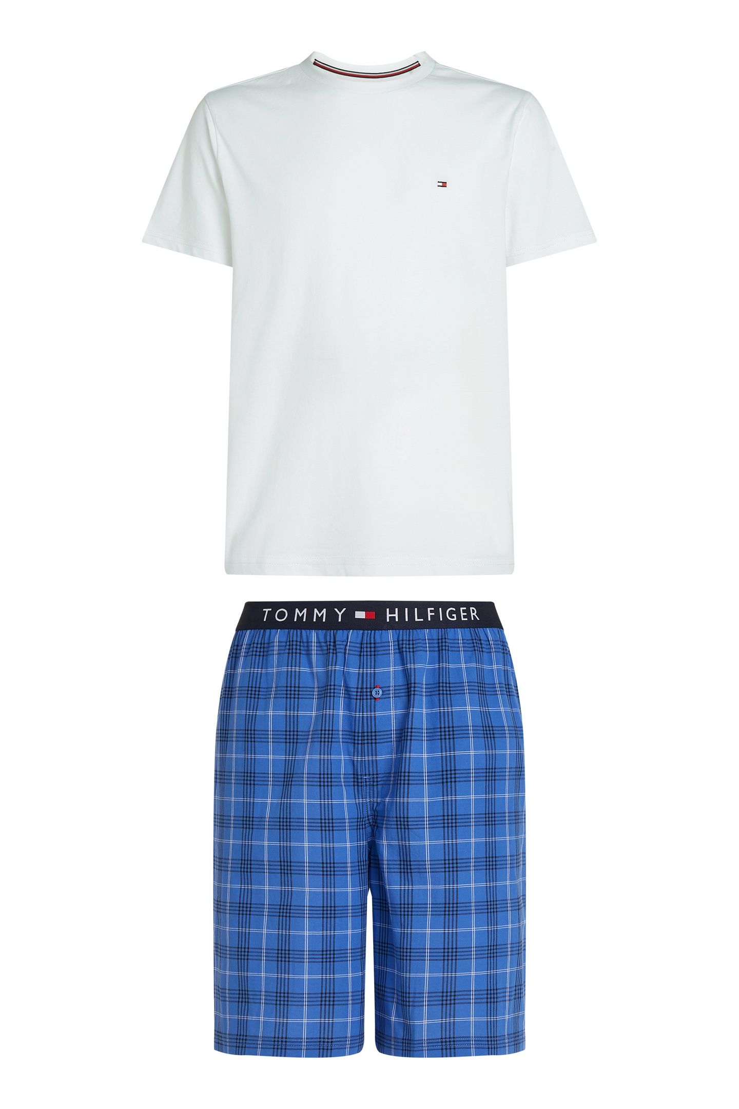 SS WOVEN PJ SET WHITE/GRID PLAID 4