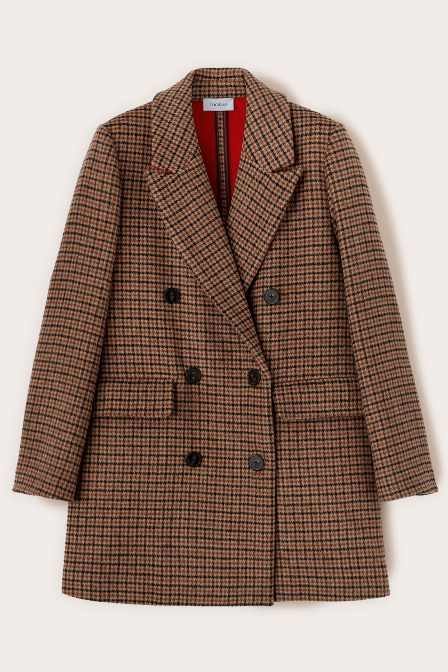 SLIM FIT COAT WITH CHECK PATTERN BROWN 4