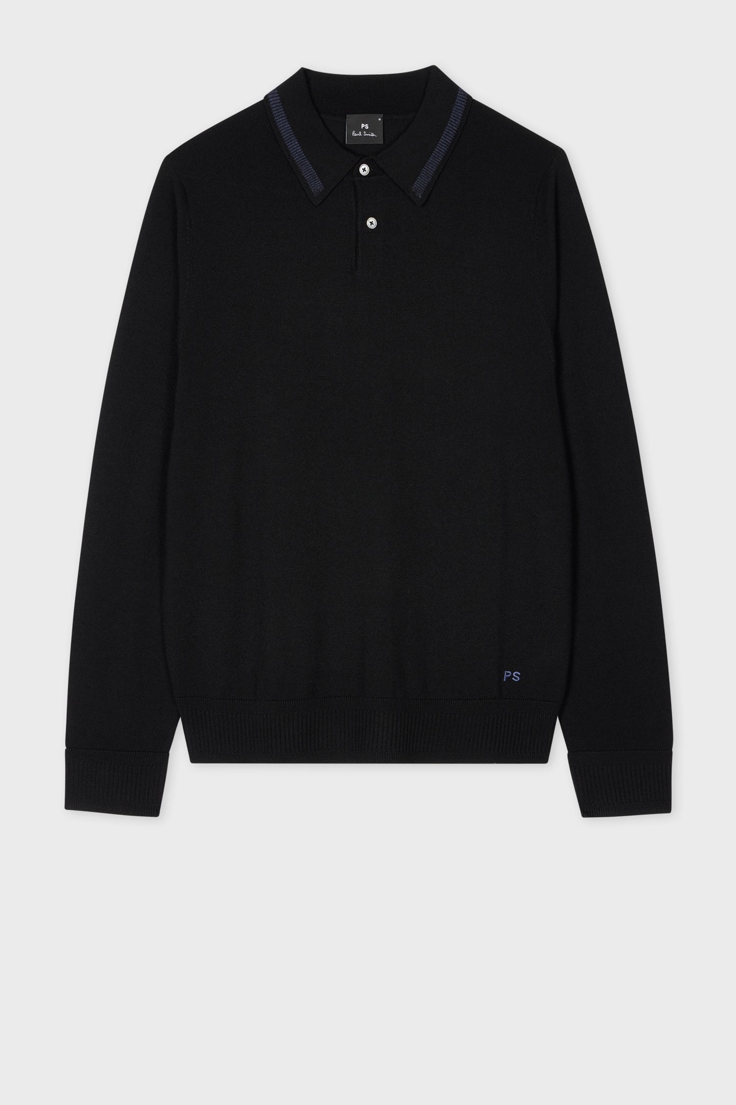 MENS SWEATER LS POLO BLACK 1