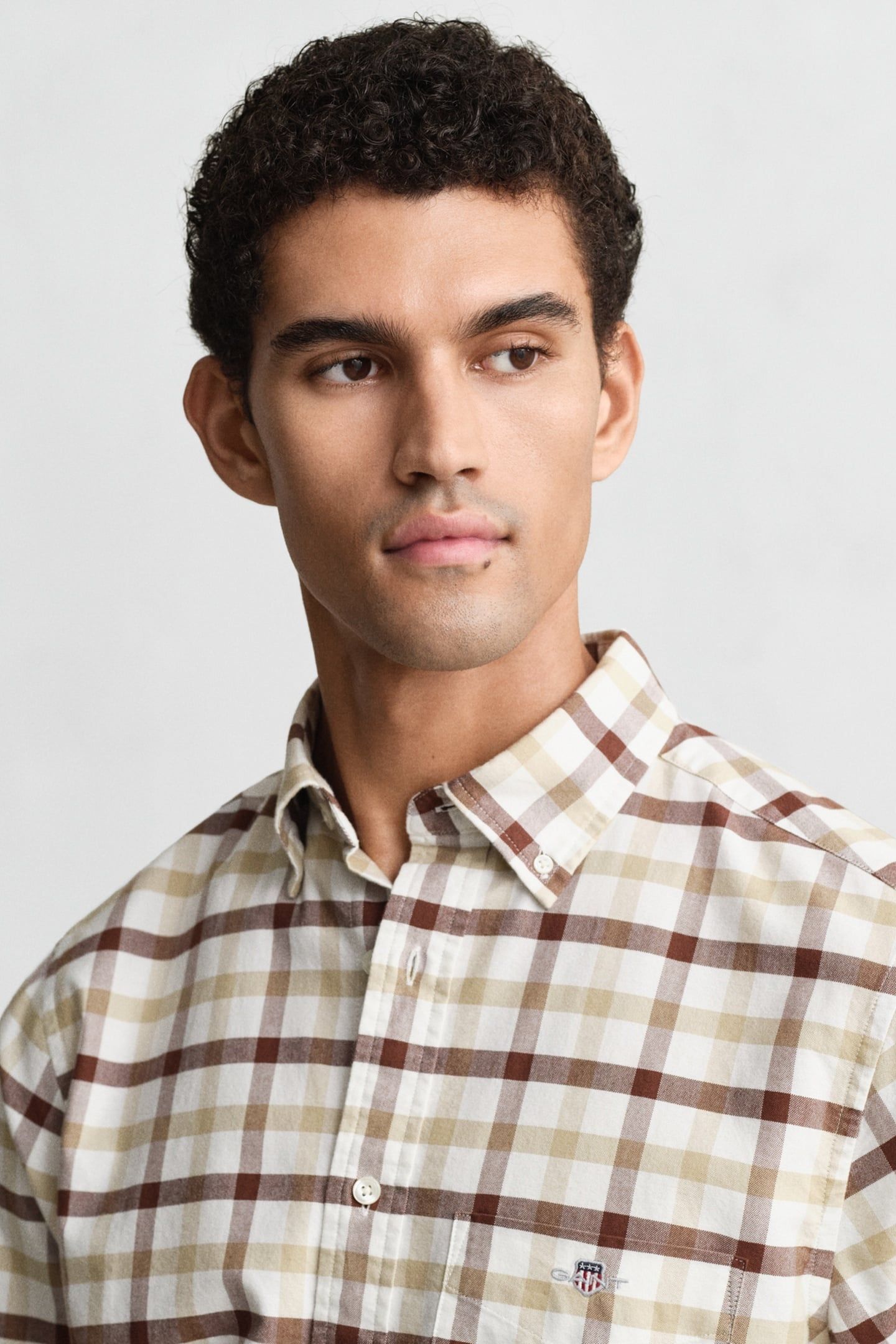 REG OXFORD CHECK SHIRT MAHOGANY BROWN 5